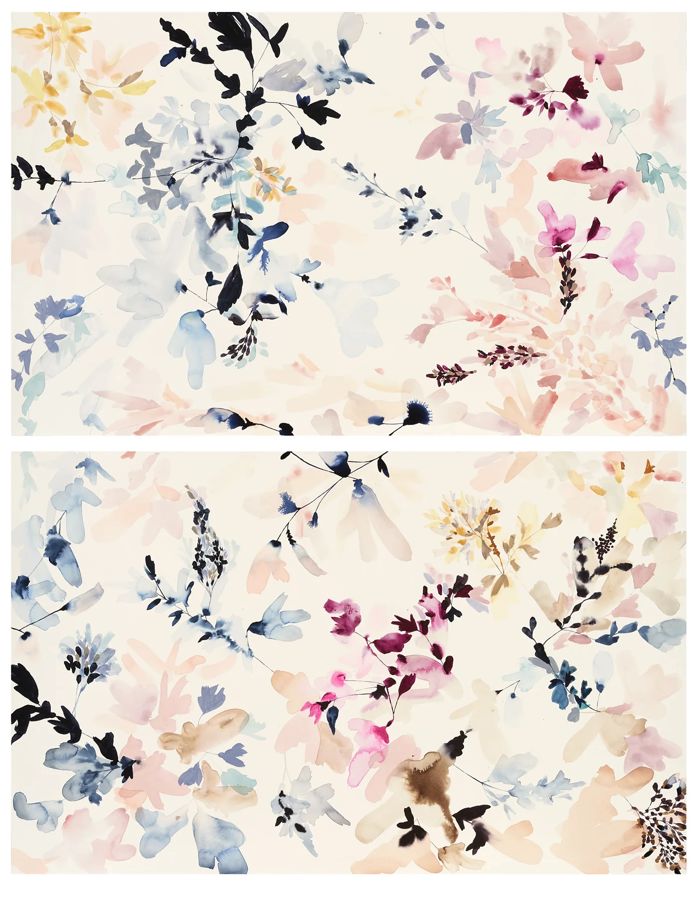 Sugar Bush-2, 2016, mixed meida on paper, 50 x 40" (2 at 25 x 40" each)