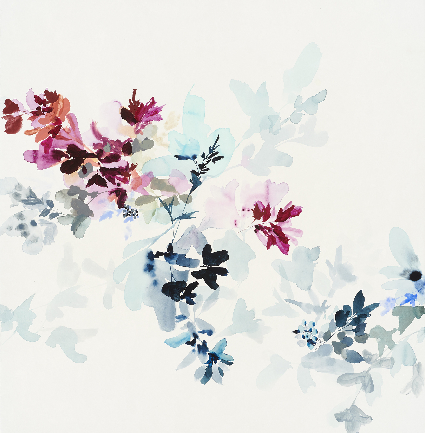 Wildflower Study -6B, 2019, mixed media on paper, 30 x 29"