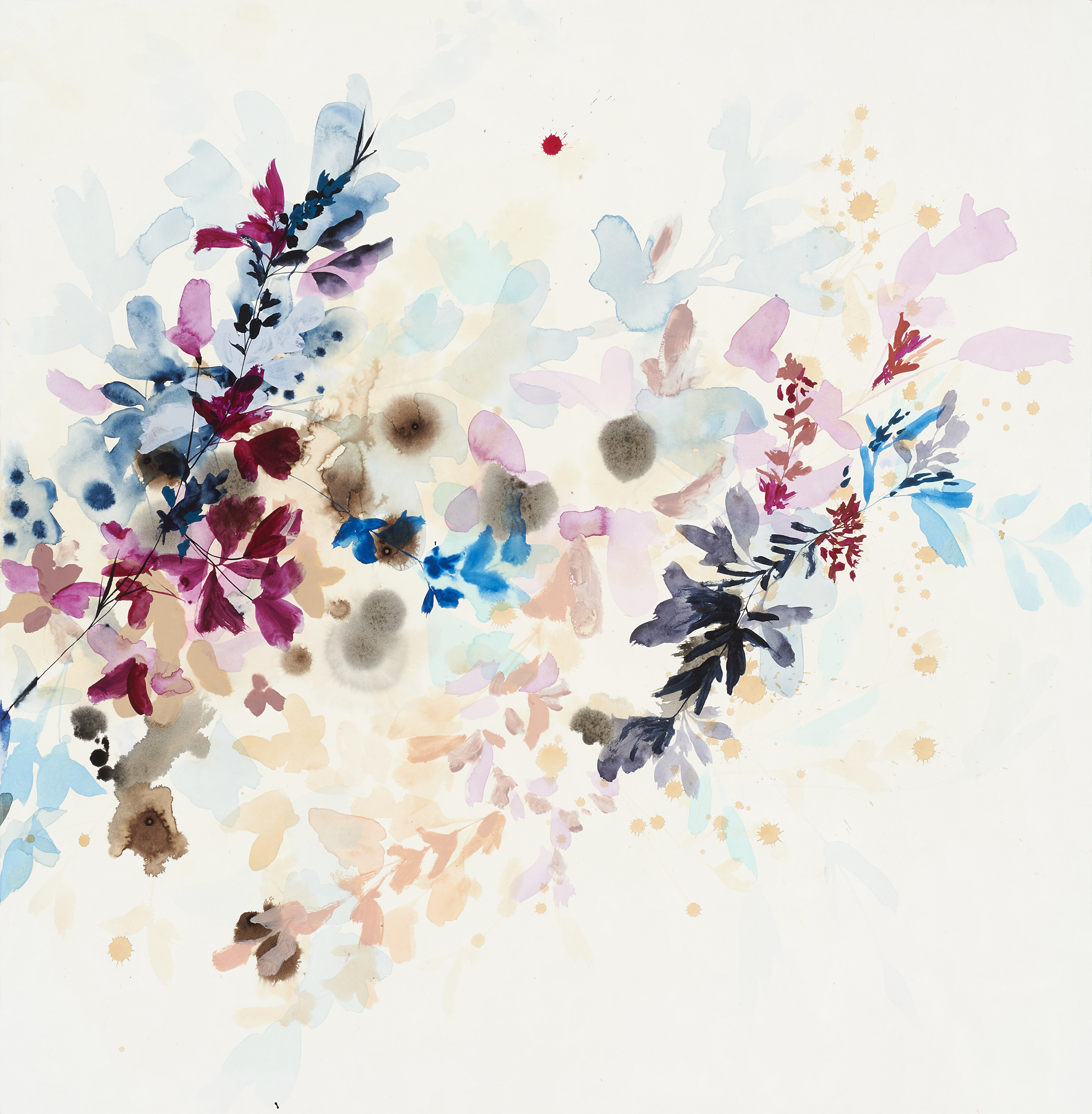 Wildflower Study -6E, 2019, mixed media on paper, 30 x 29"