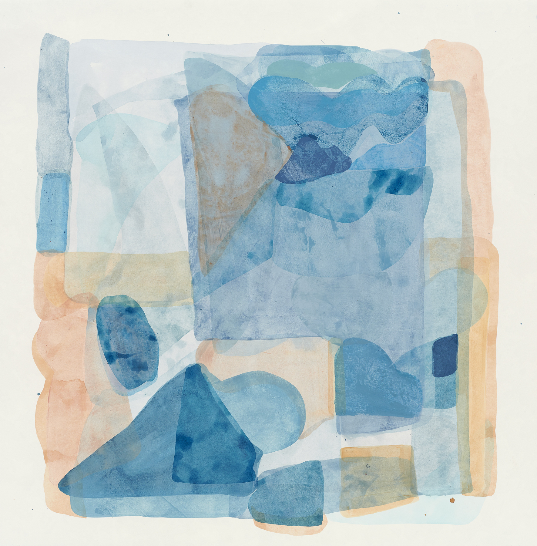 Light Blue-5, 2019, mixed media on paper, 28.5 x 28"