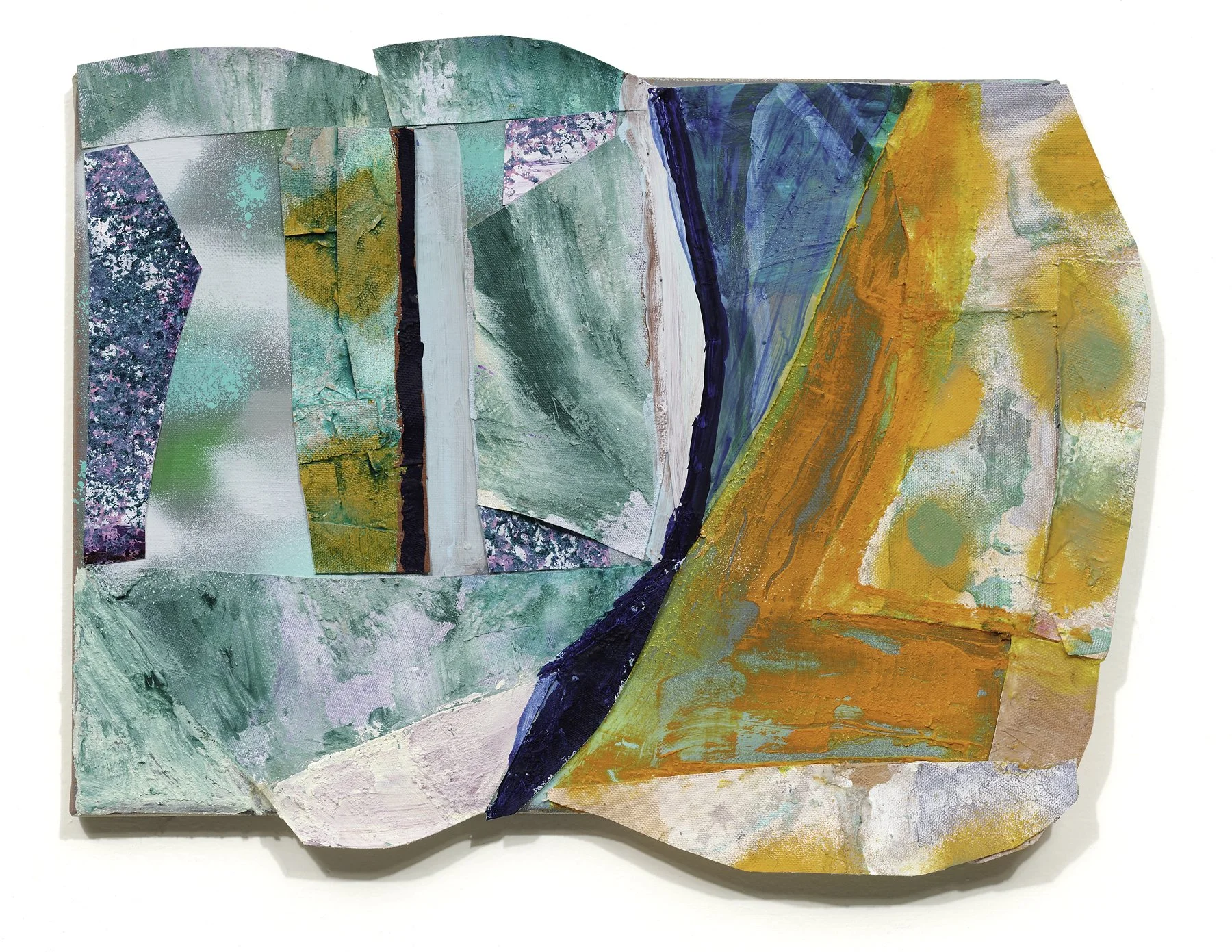 I have time, 2026, cut paper, acrylic, cut canvas, gel medium on canvas, 14 x 18"