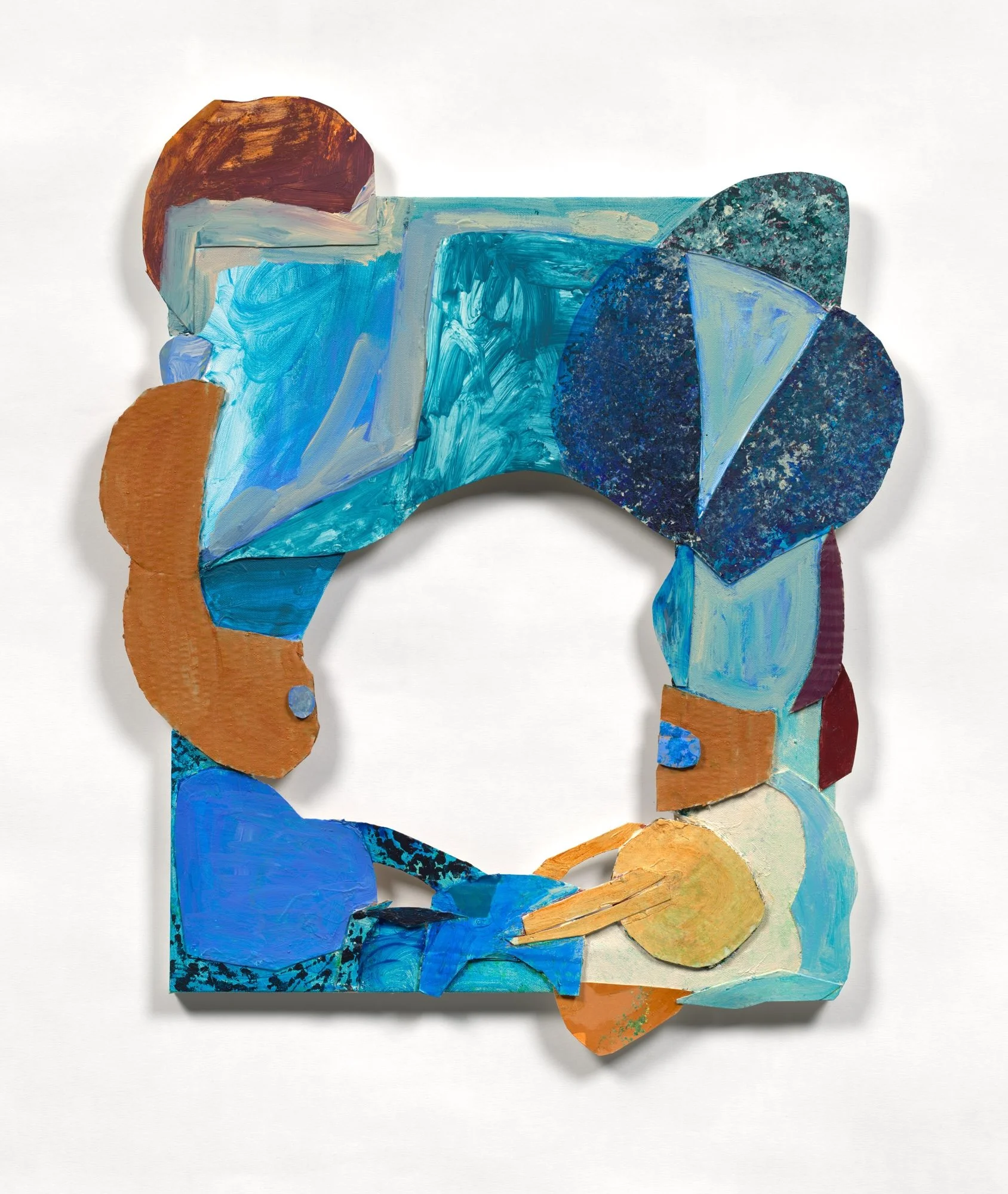 Wonderfully Specific, 2025, acrylic, cardbard, canvas, gel medium on canvas, 29 x 25"