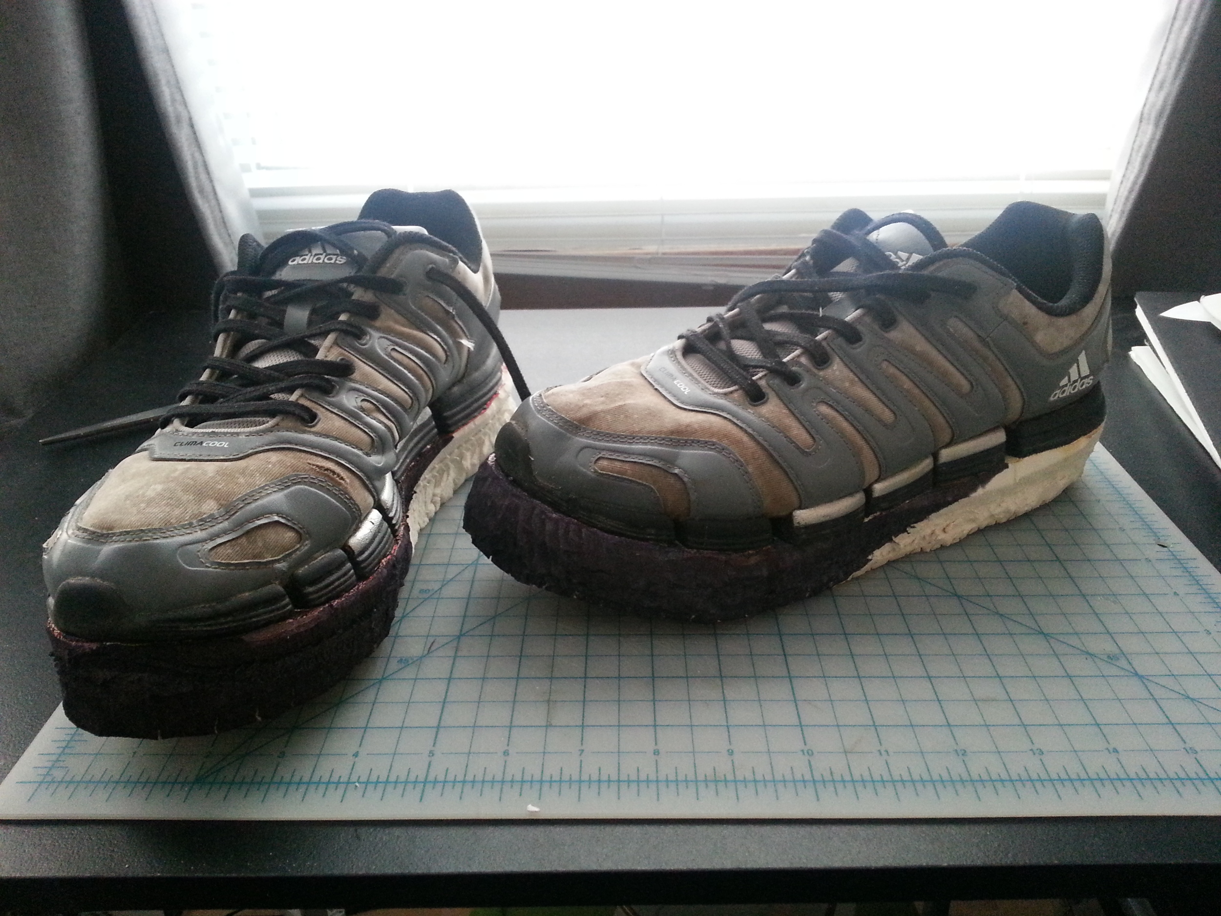  I thought that I should add some flare to the rough exposed white foam sole. It was late and the Sharpie was handy! 