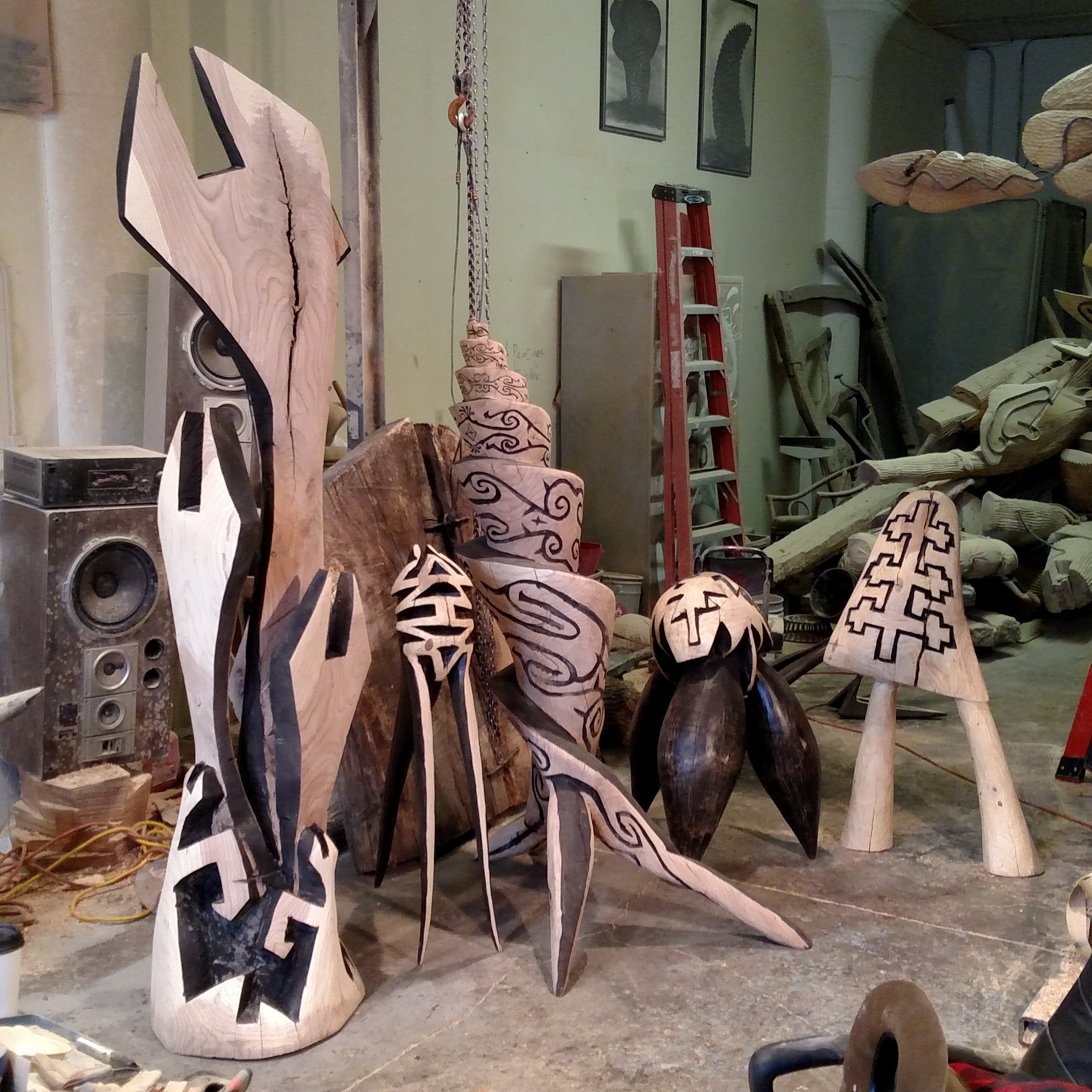 Studio View of Queen's Fence Sculptures