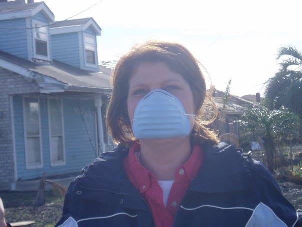Kim Lawton covering the aftermath of Hurricane Katrina