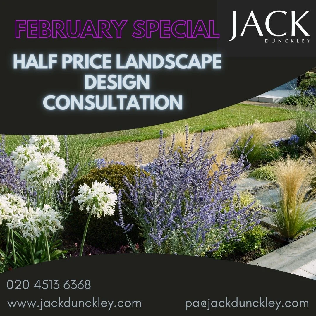 February Special Offer:
Half price garden consultations for any bookings made during February 2024. 
February special price &pound;147.50 plus travel.

What does the consultation include:
A sit down meeting with Jack on site to discuss your exact bri