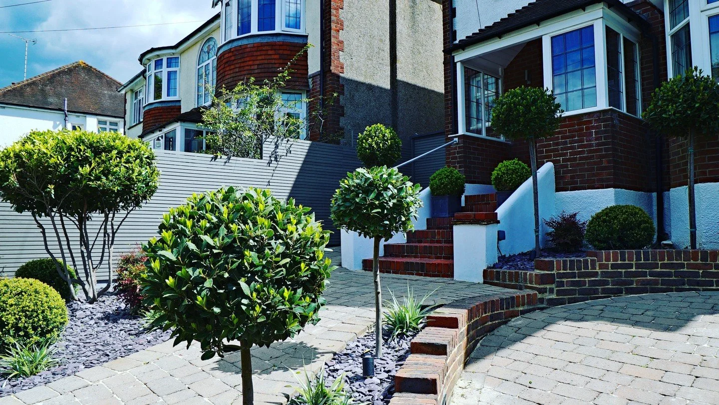 Beautiful planting for a beautiful house! We have used some incredible evergreen specimens to keep colour and warmth to front of this lovely house. 🌳 The different textures and shapes also bring a lot of interest and variation. #gardening #garden #p