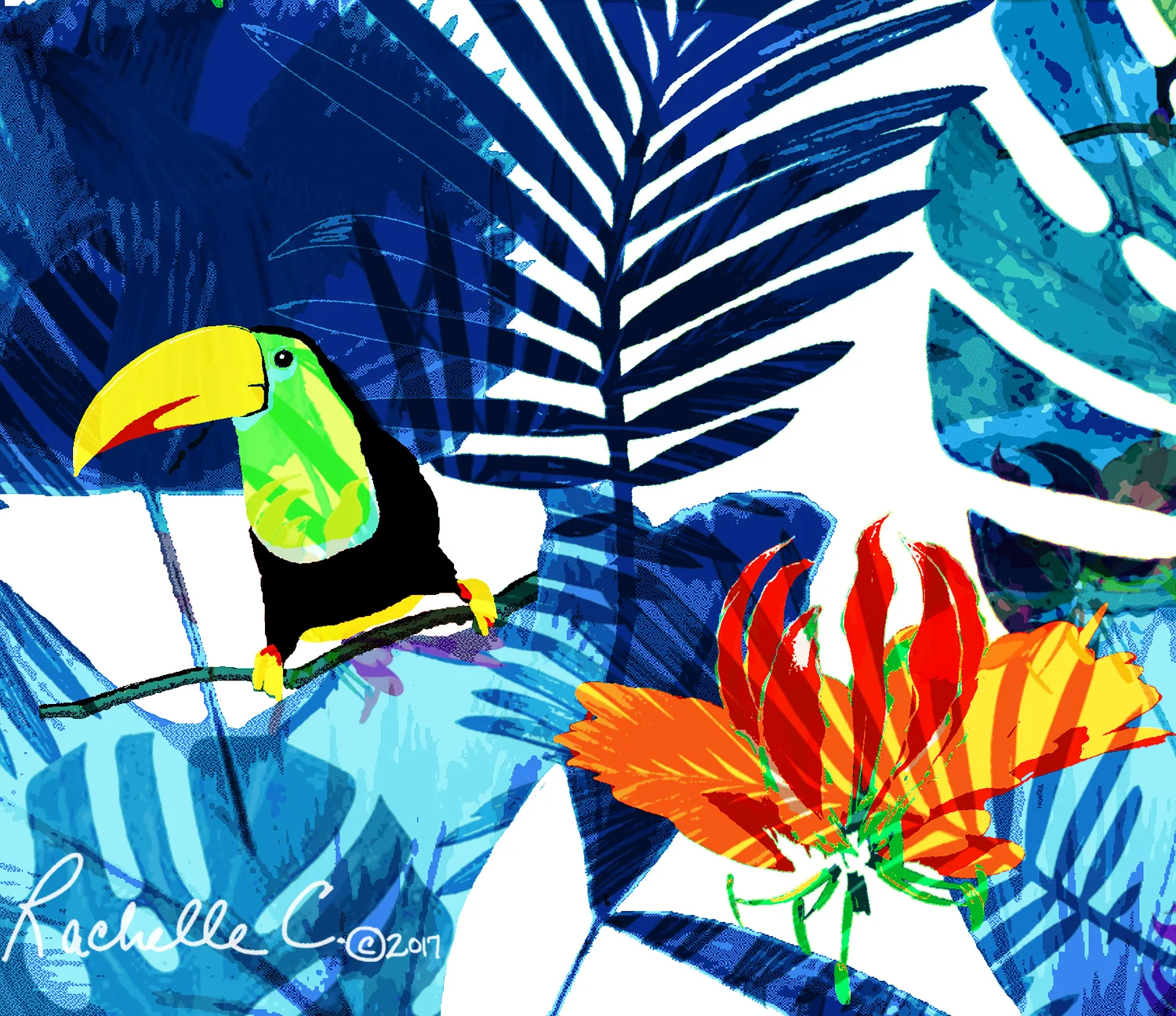 "Toucan Isle" original print, Rachelle Caliolio Design copyright 2019. All rights reserved.