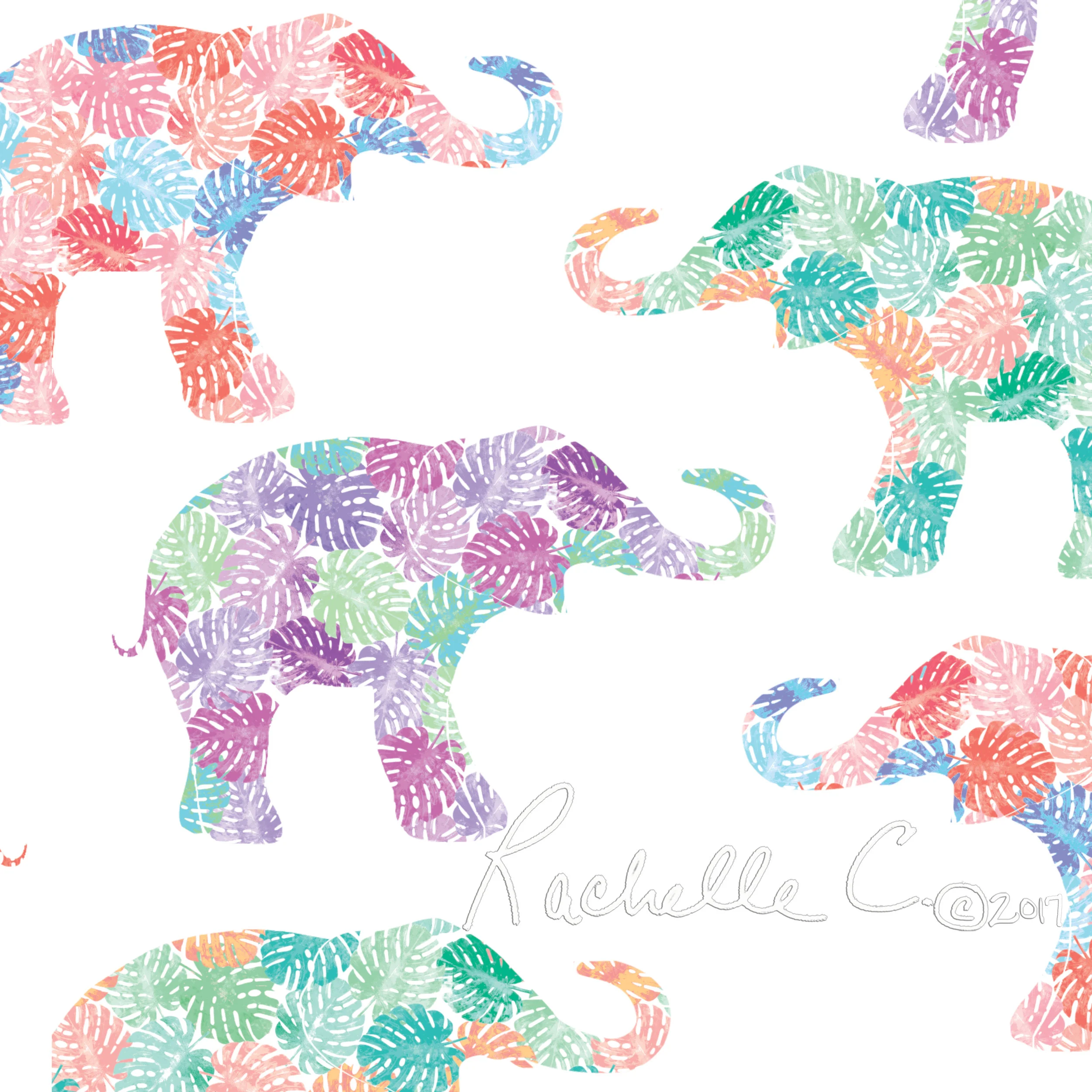 "Elephant Magic" original print by Rachelle Caliolio Design copyright 2019. All rights reserved.
