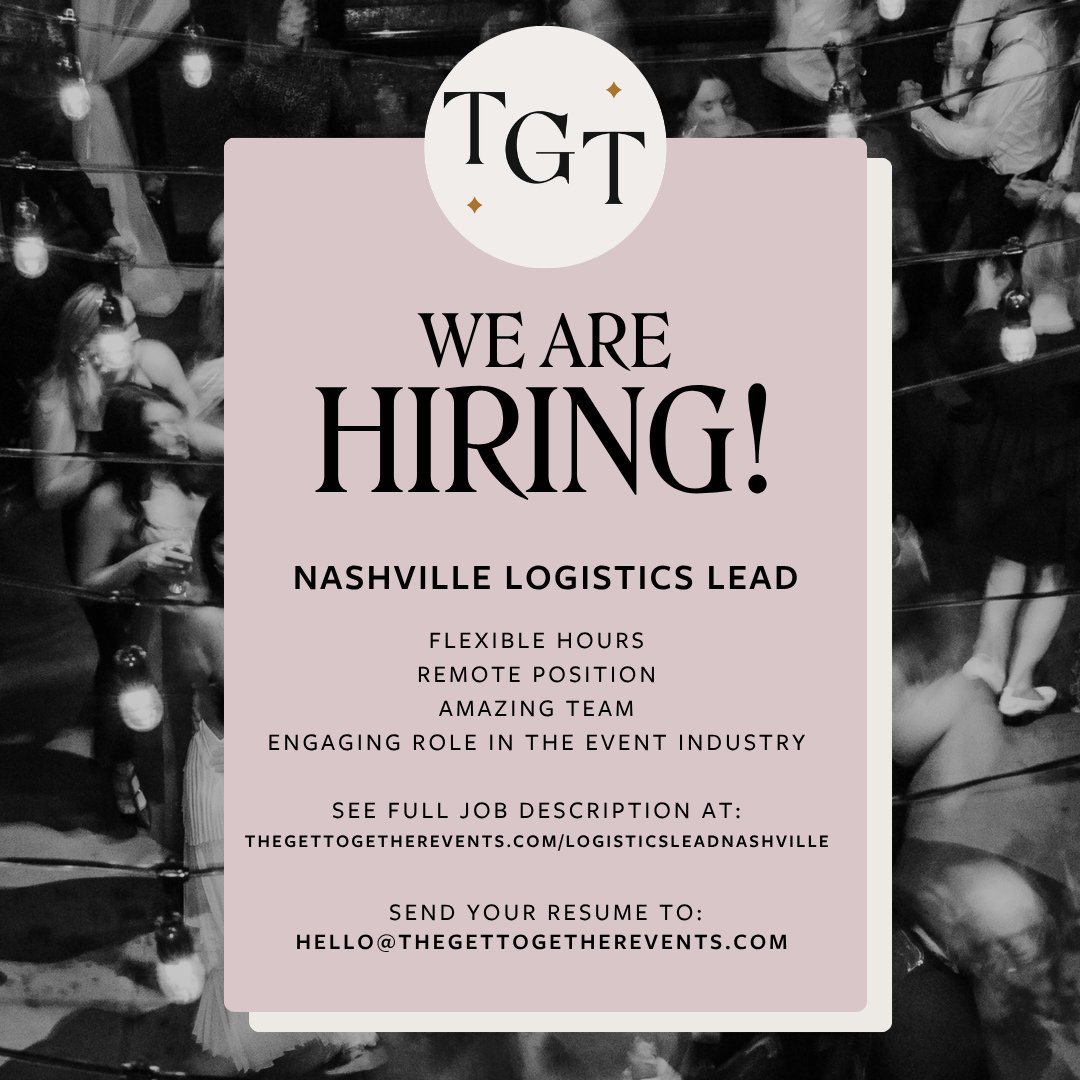 The Get Together Events is HIRING! ⁠
Ready to join a bomb-ass team of logistical powerhouses? Looking for a flexible and fulfilling job in the event industry? Come join us!! ⁠
⁠
Full job description can be found at https://thegettogetherevents.com/lo