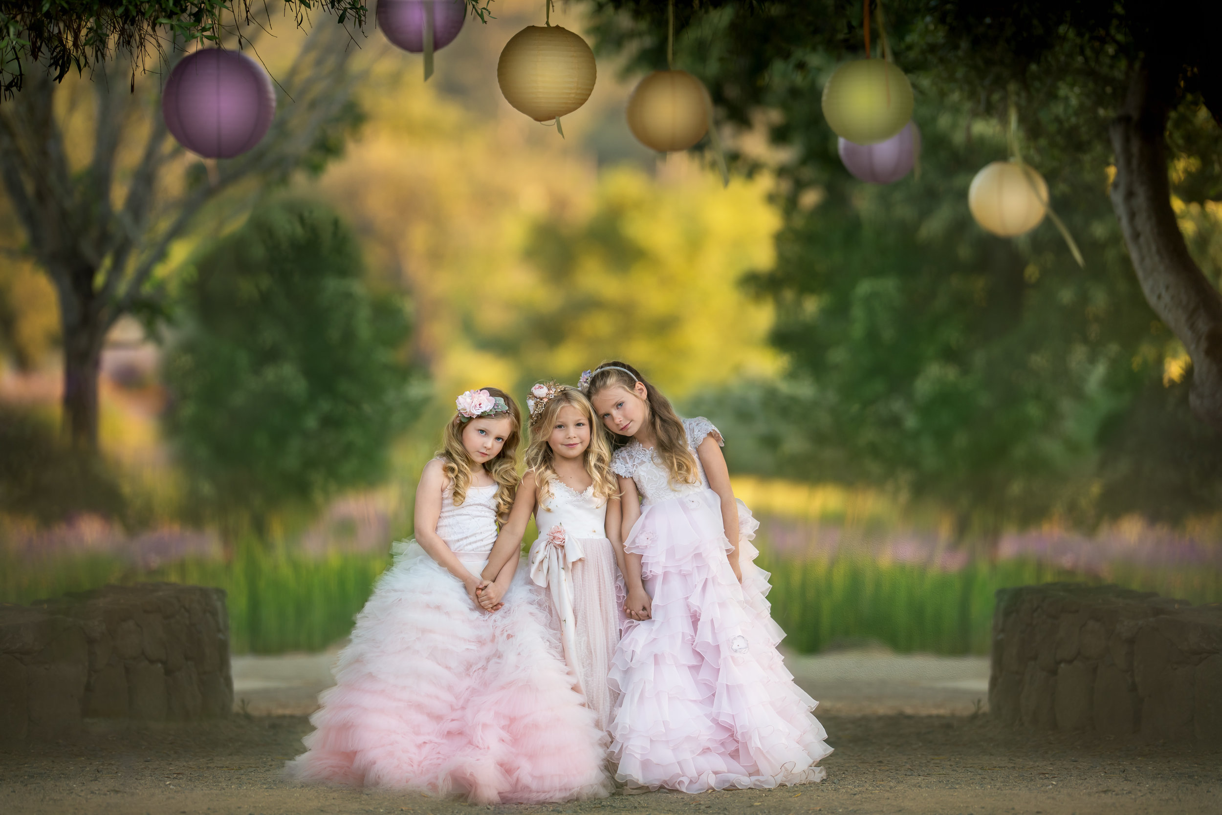 girls portrait in couture dresses
