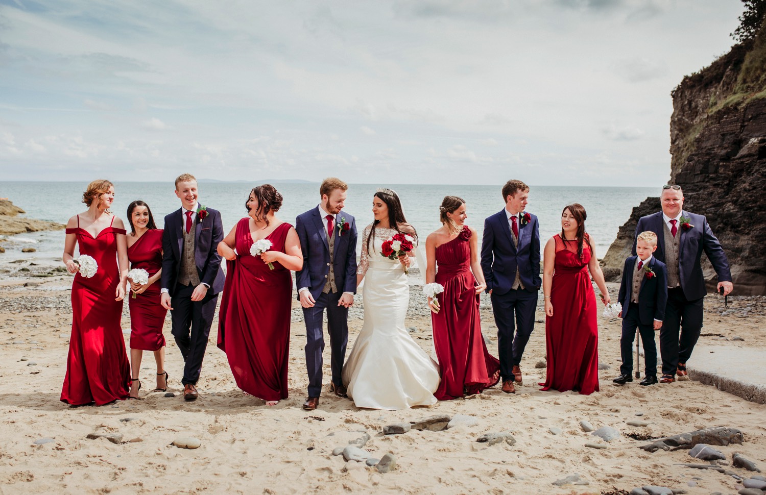 Bridal party at Waterwynch Bay Tenby