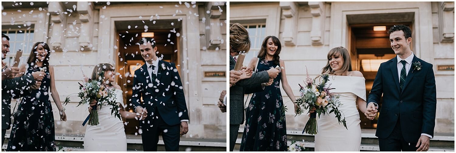 Confetti outside Hackney Town Hall