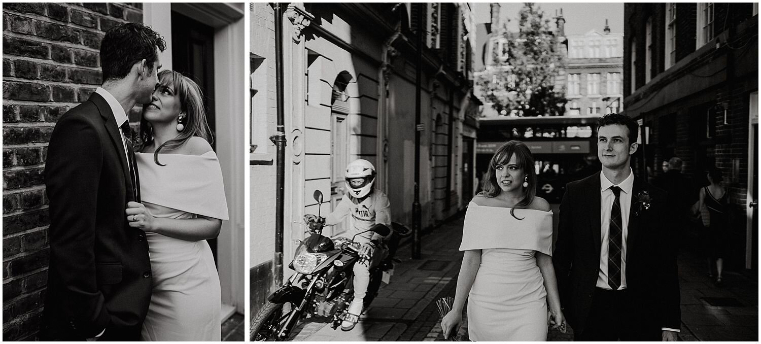 Black and white wedding photo in Hackney