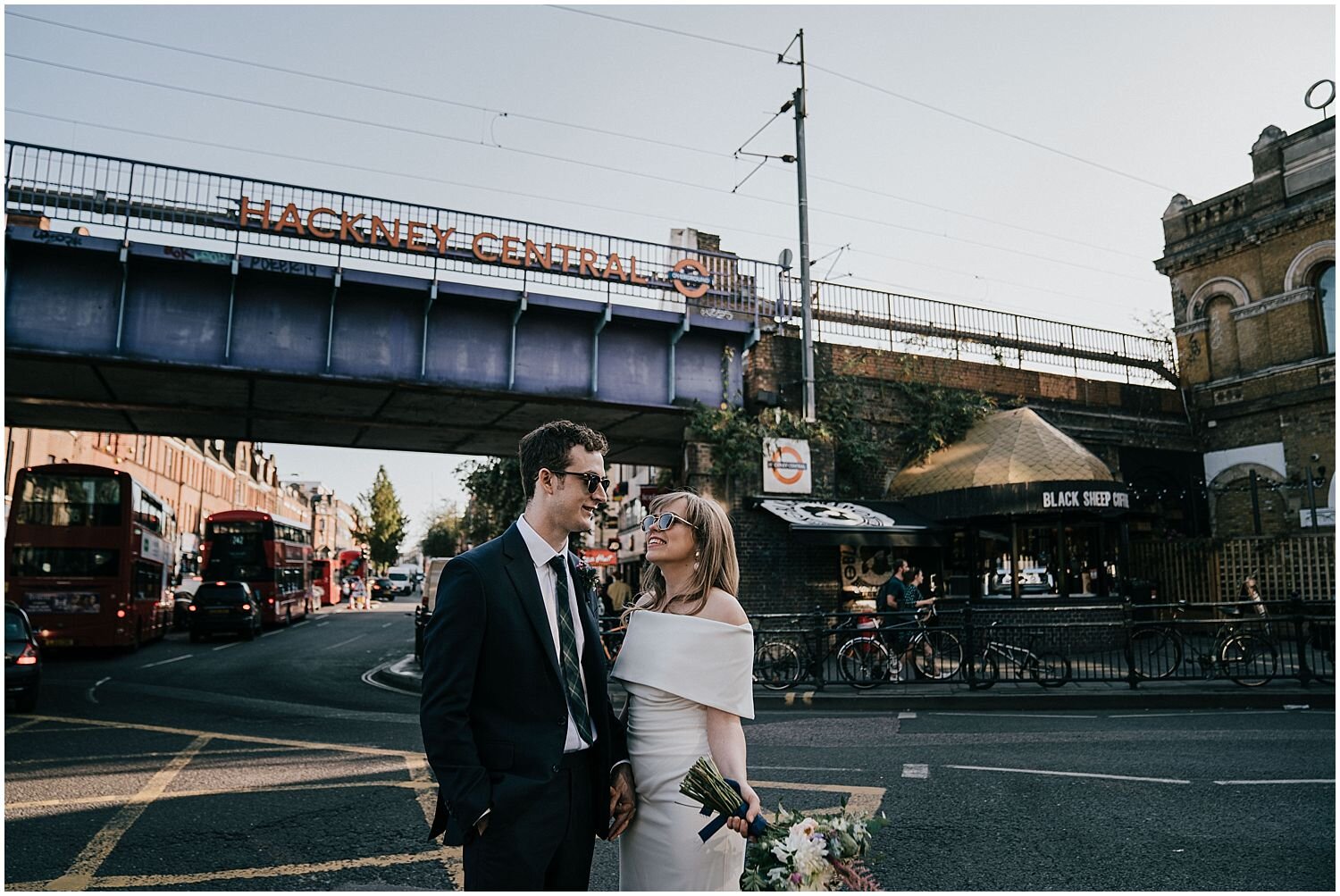 Wedding photo at Hackney Central station