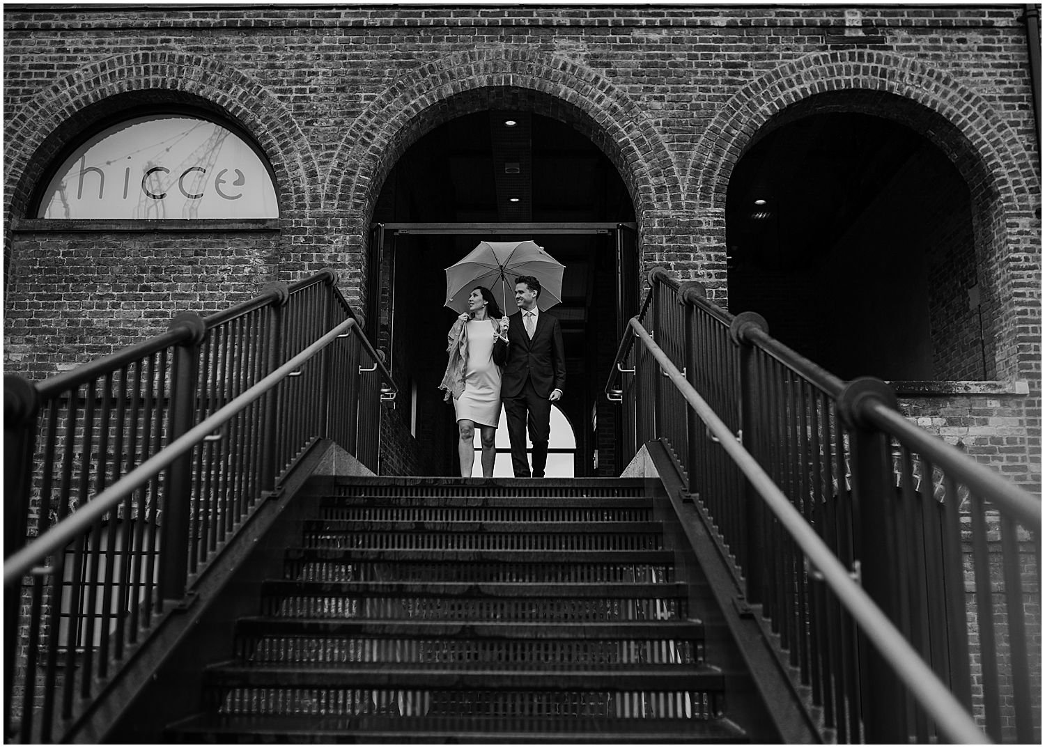 Rainy wedding photo in London
