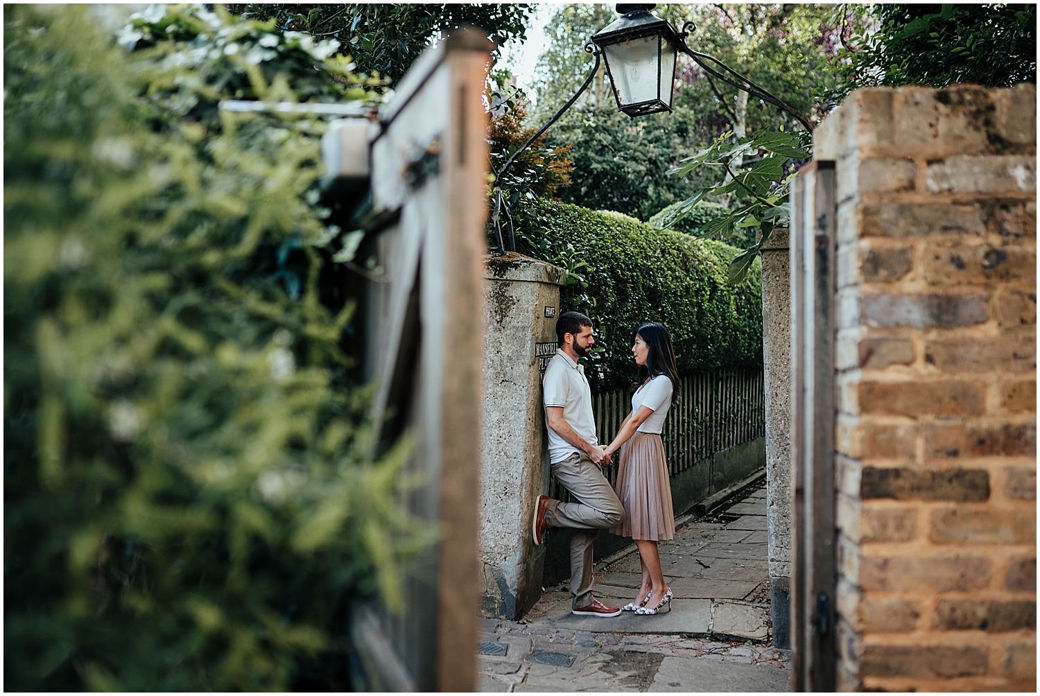 Relaxed engagement photos around the streets of London