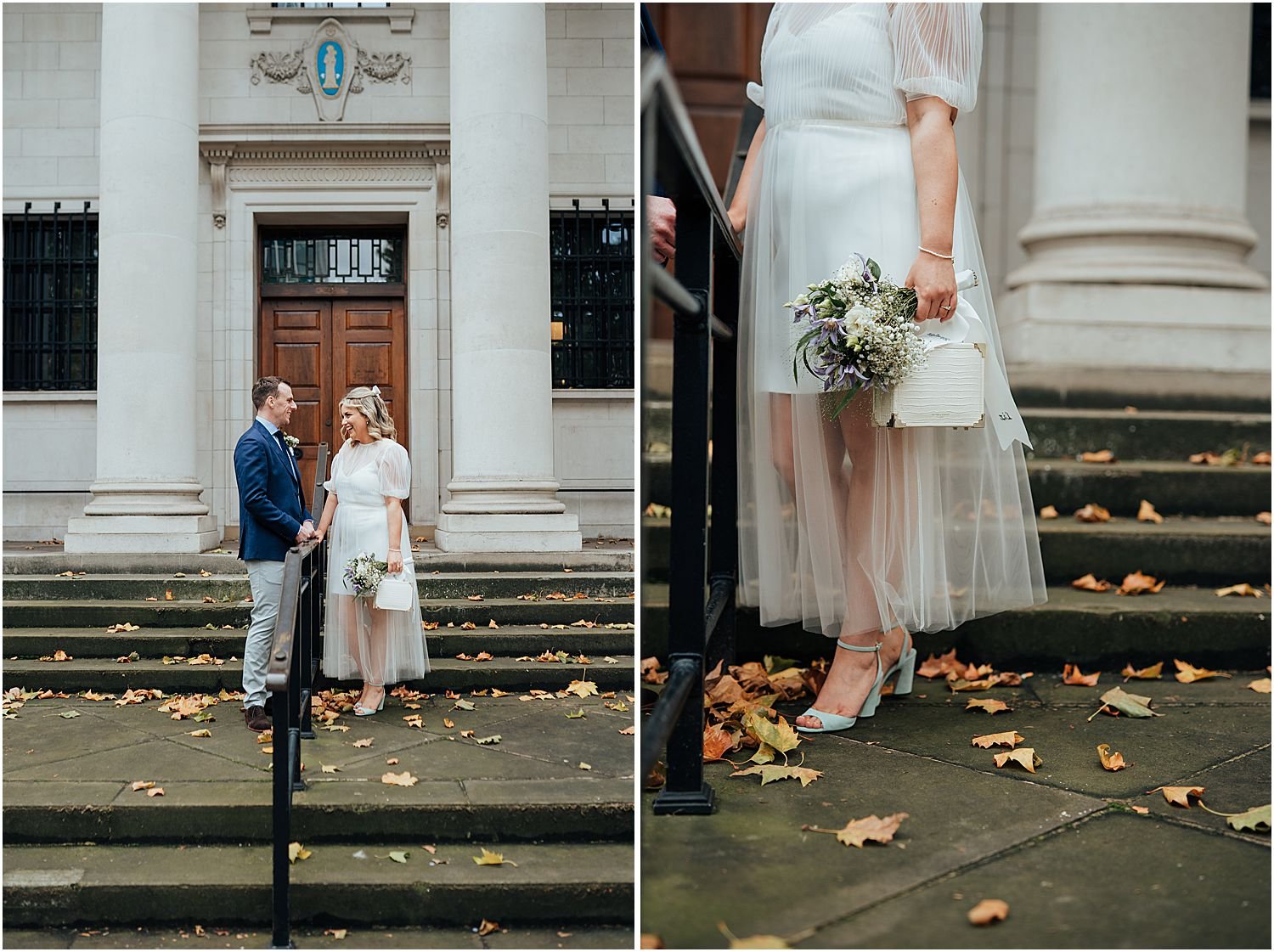 Bride and groom on their way to the Old Marylebone Town Hall