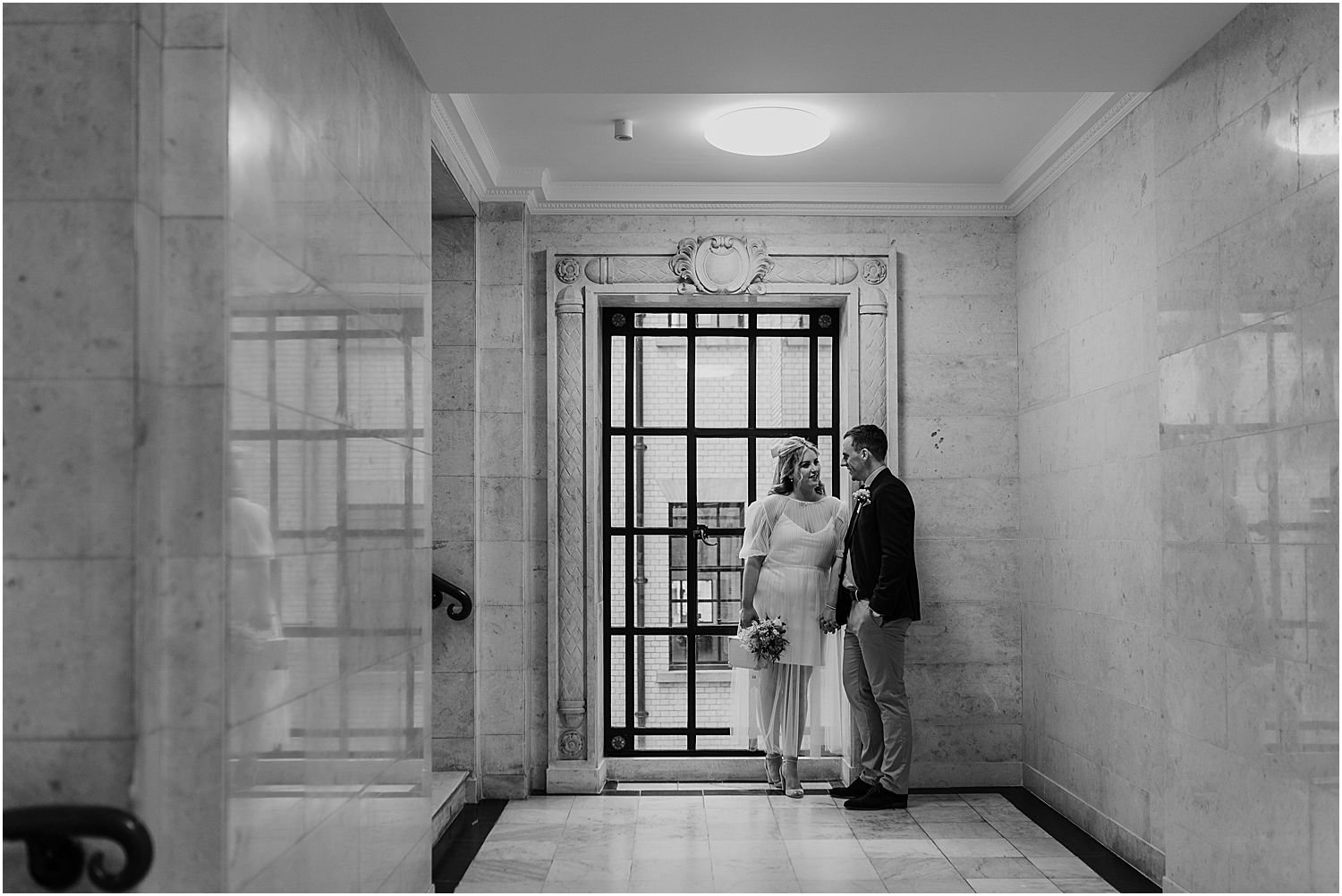 Couple in hallways at the Old Marylebone Town Hall