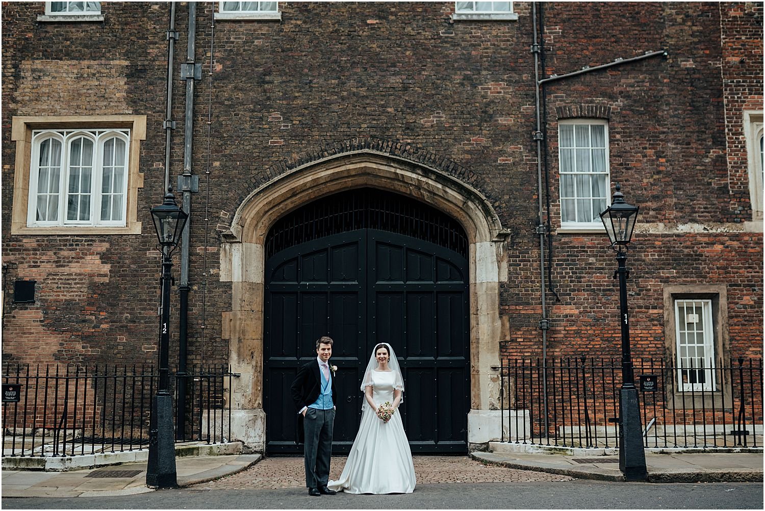 Wedding couple outside St James's Palace