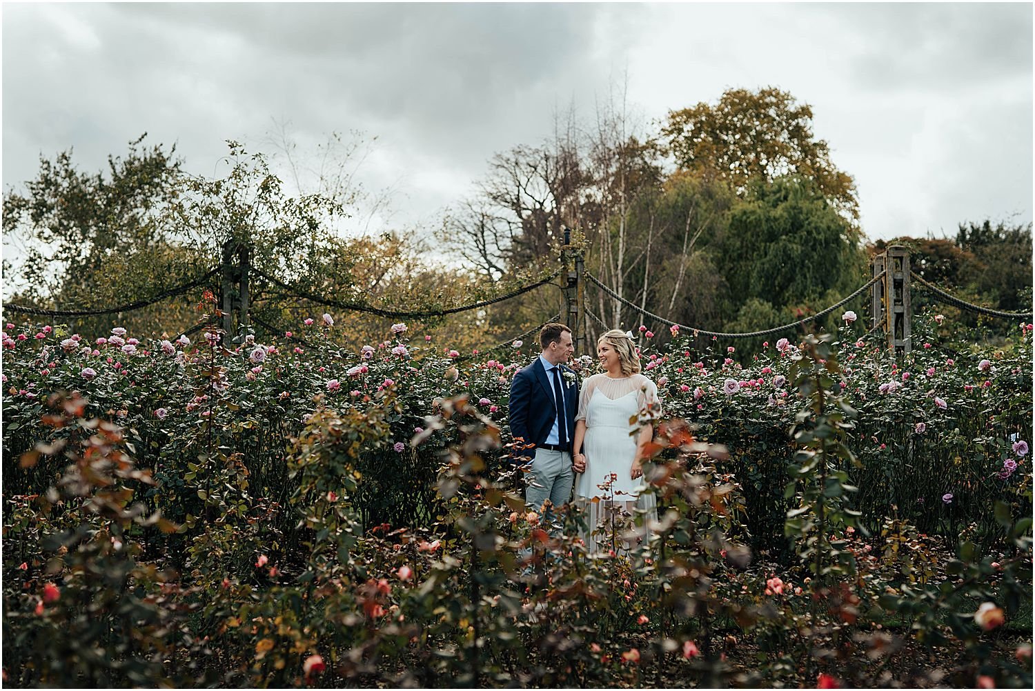 Wedding photo with roses in Regents Park