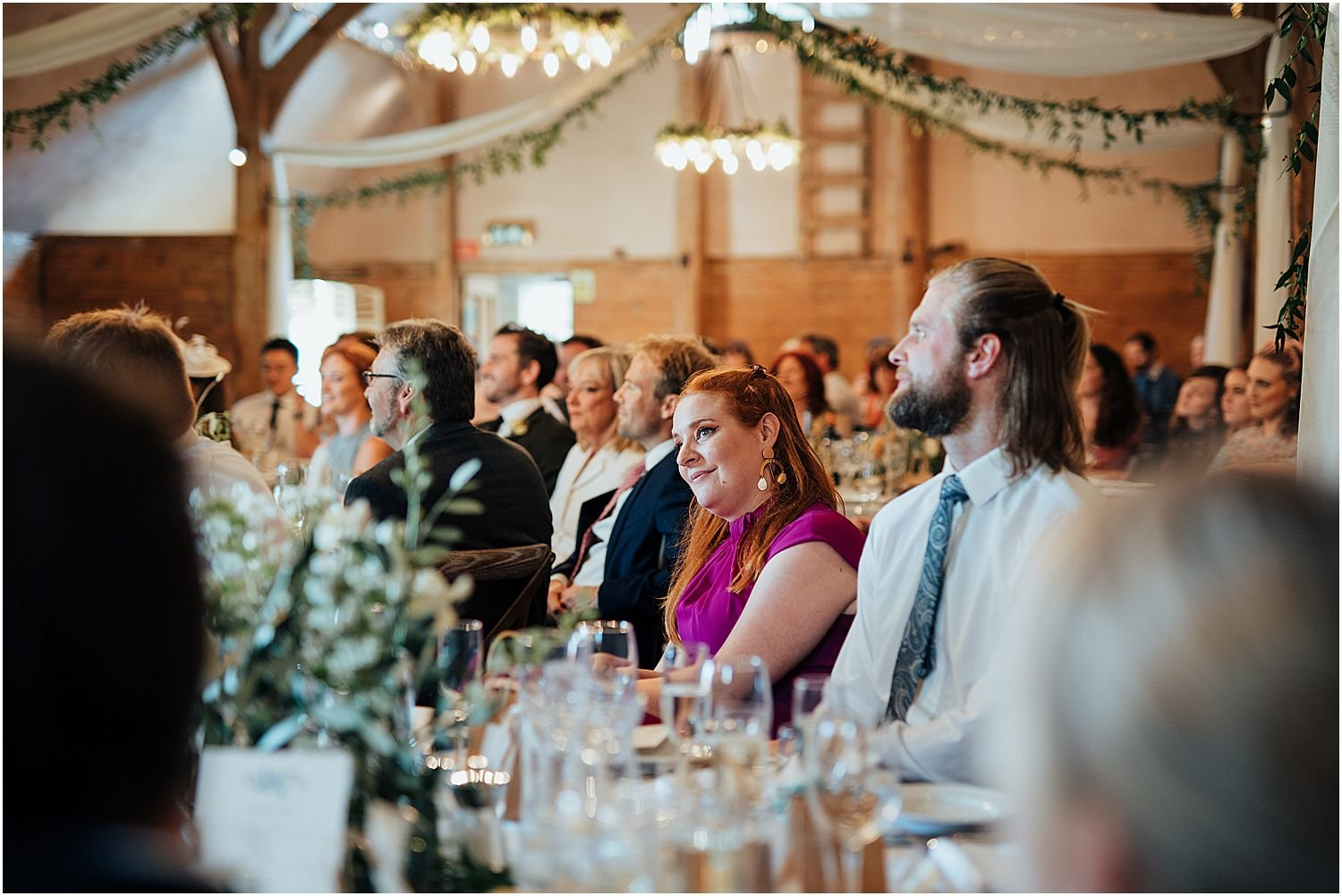Wedding guests during speeches