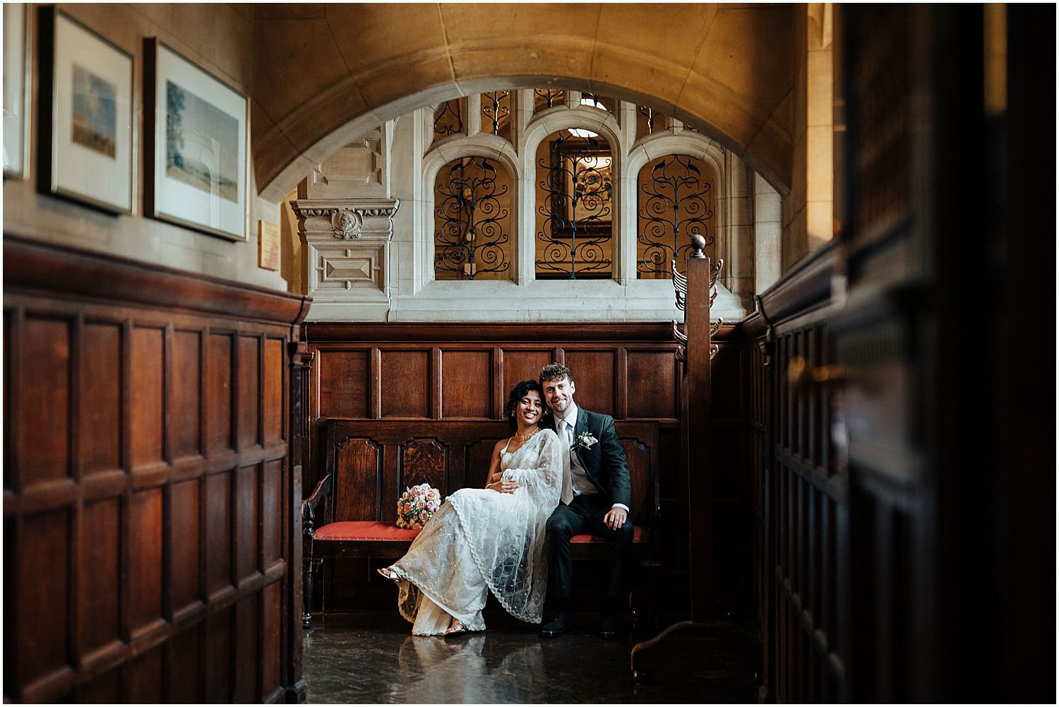 Bride and groom photo in Oxford Town Hall