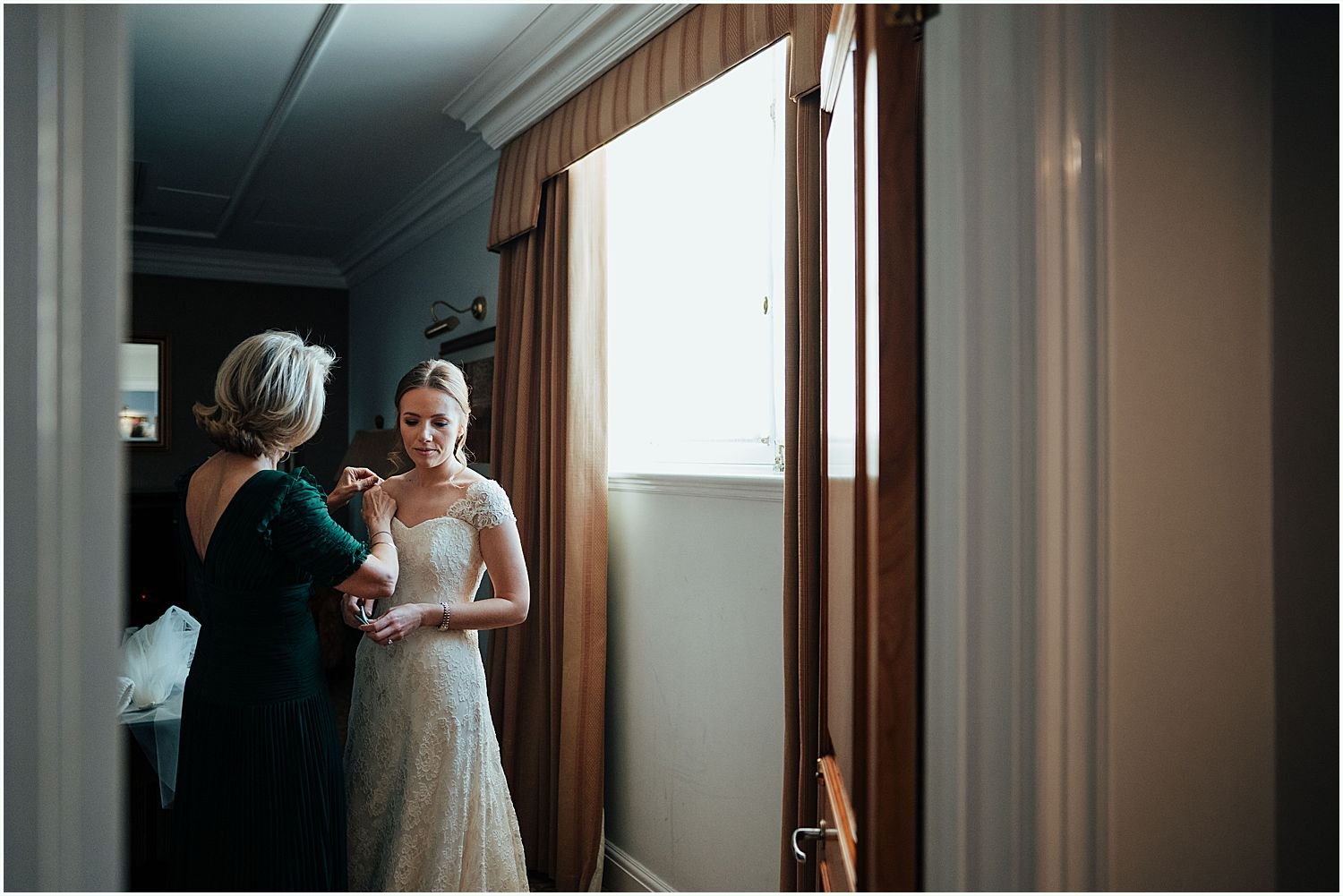 Bride and her mother at the RAC club in London - winter wedding