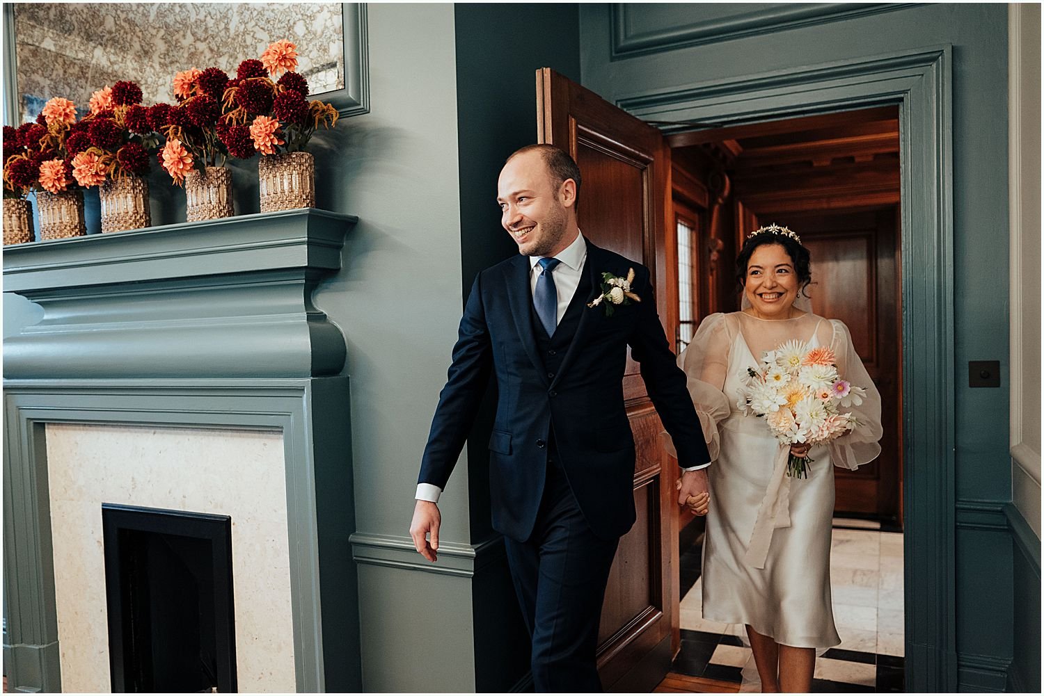 Bride and groom entering Knightsbridge Room