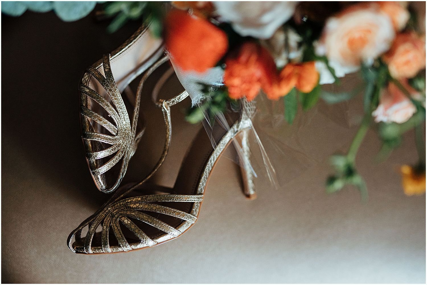 Bride shoes and flowers