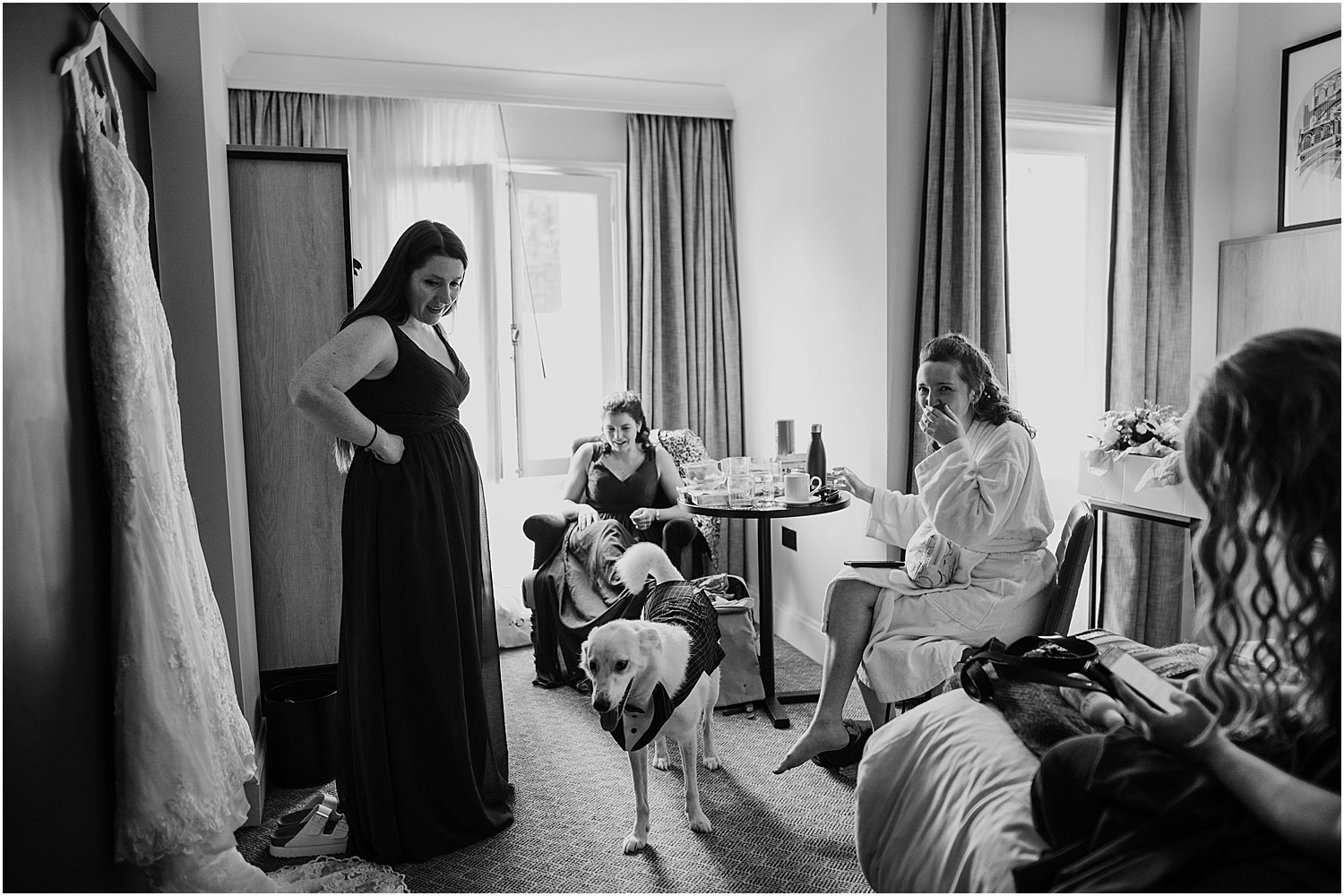 Bride and Bridesmaids getting ready for wedding at Isis River Farmhouse