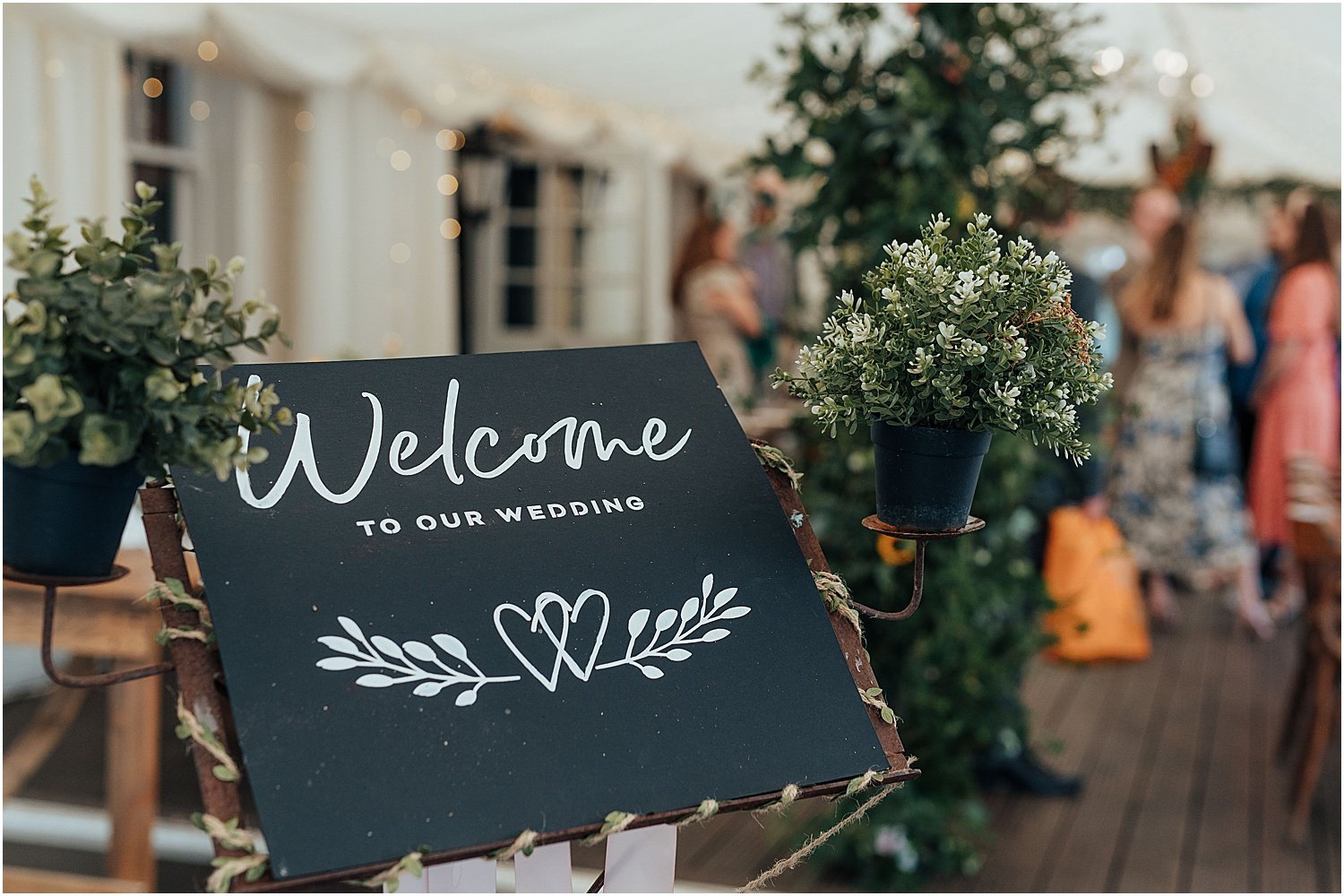 Welcome sign for wedding at Isis River Farmhouse
