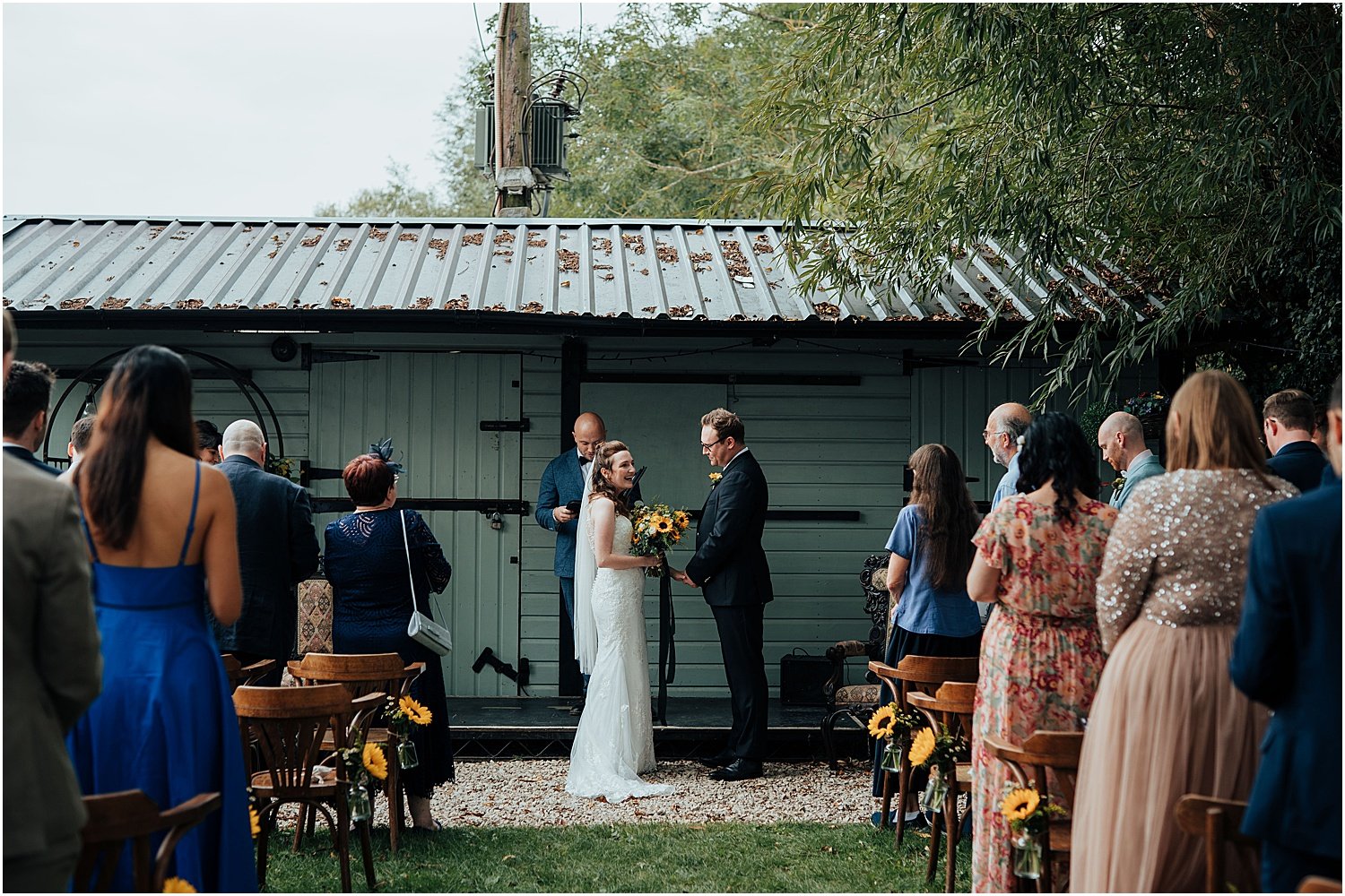 Outdoor wedding ceremony at Isis River Farmhouse