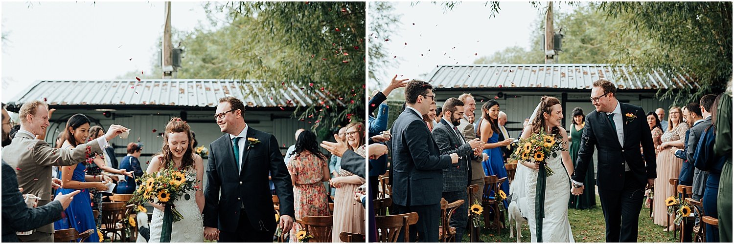 Guests throwing confetti