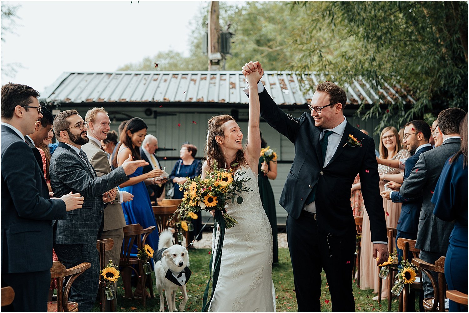 Confetti at Isis River Farmhouse wedding with dog