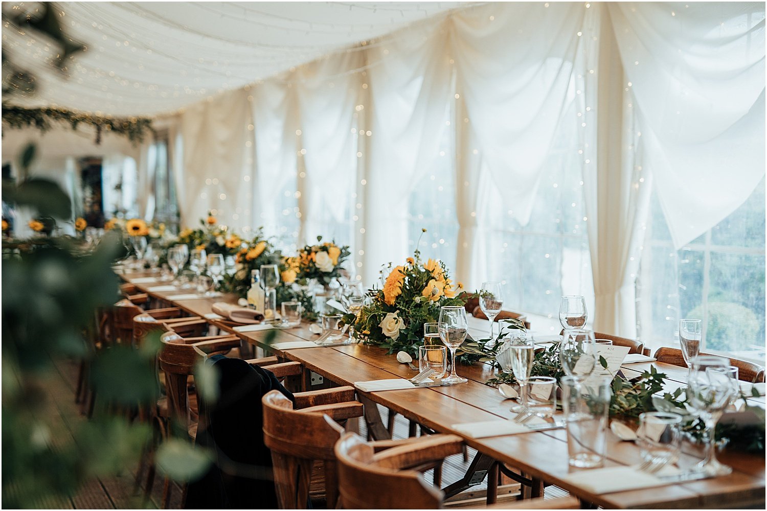 wedding table decorations at Isis Farmhouse