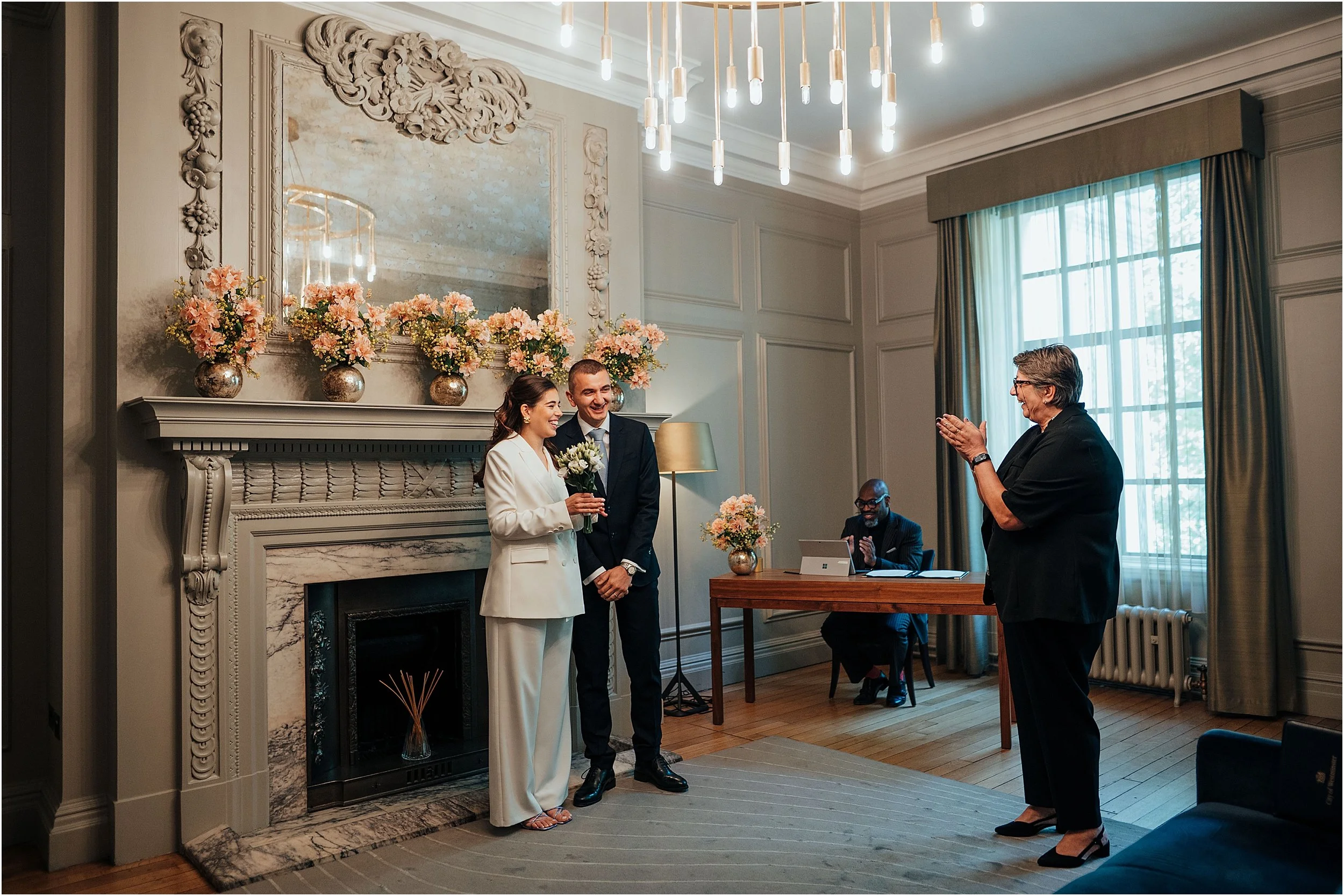 congratulations during wedding ceremony in Soho Room