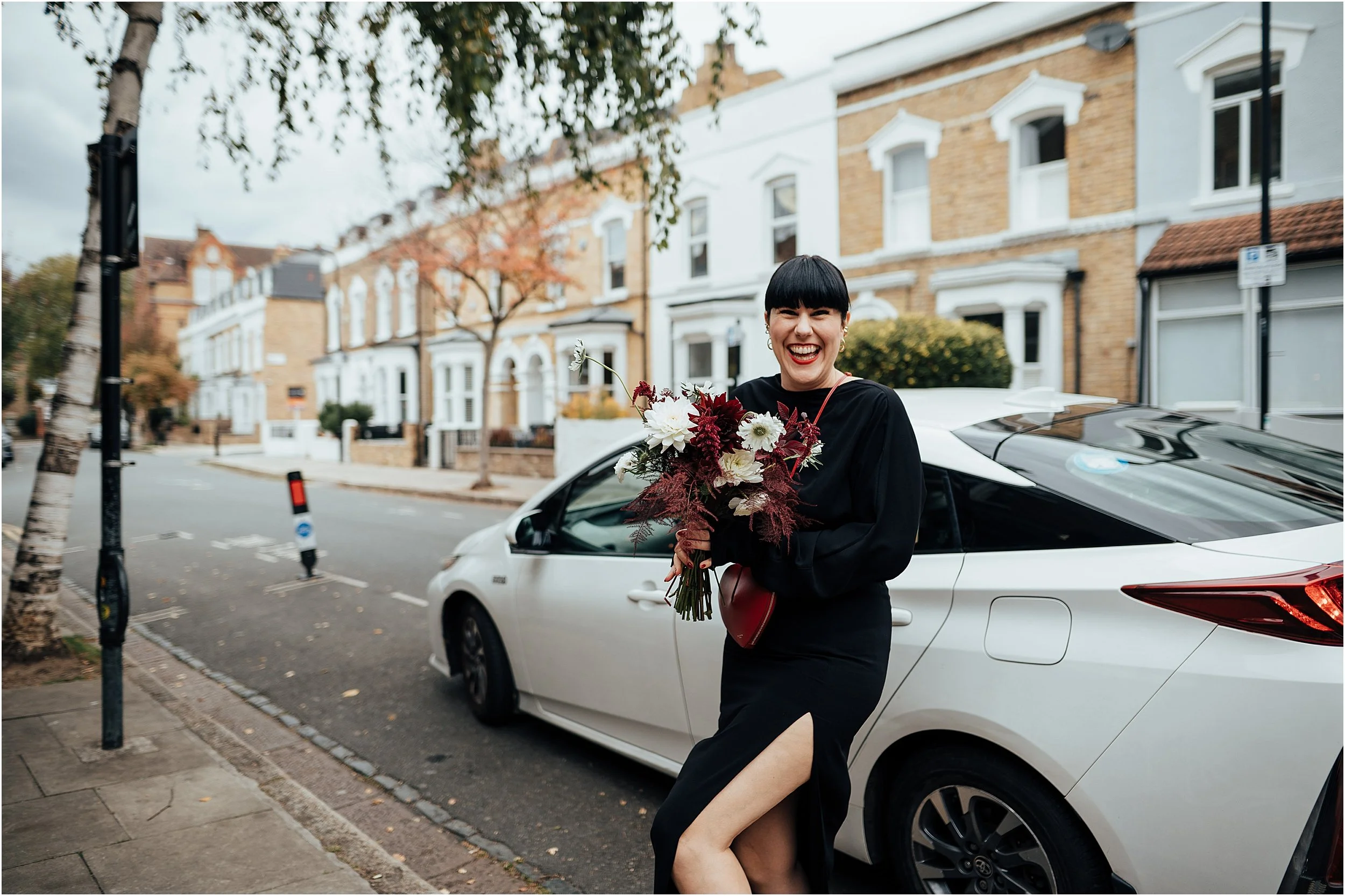 Bride arriving in uber London