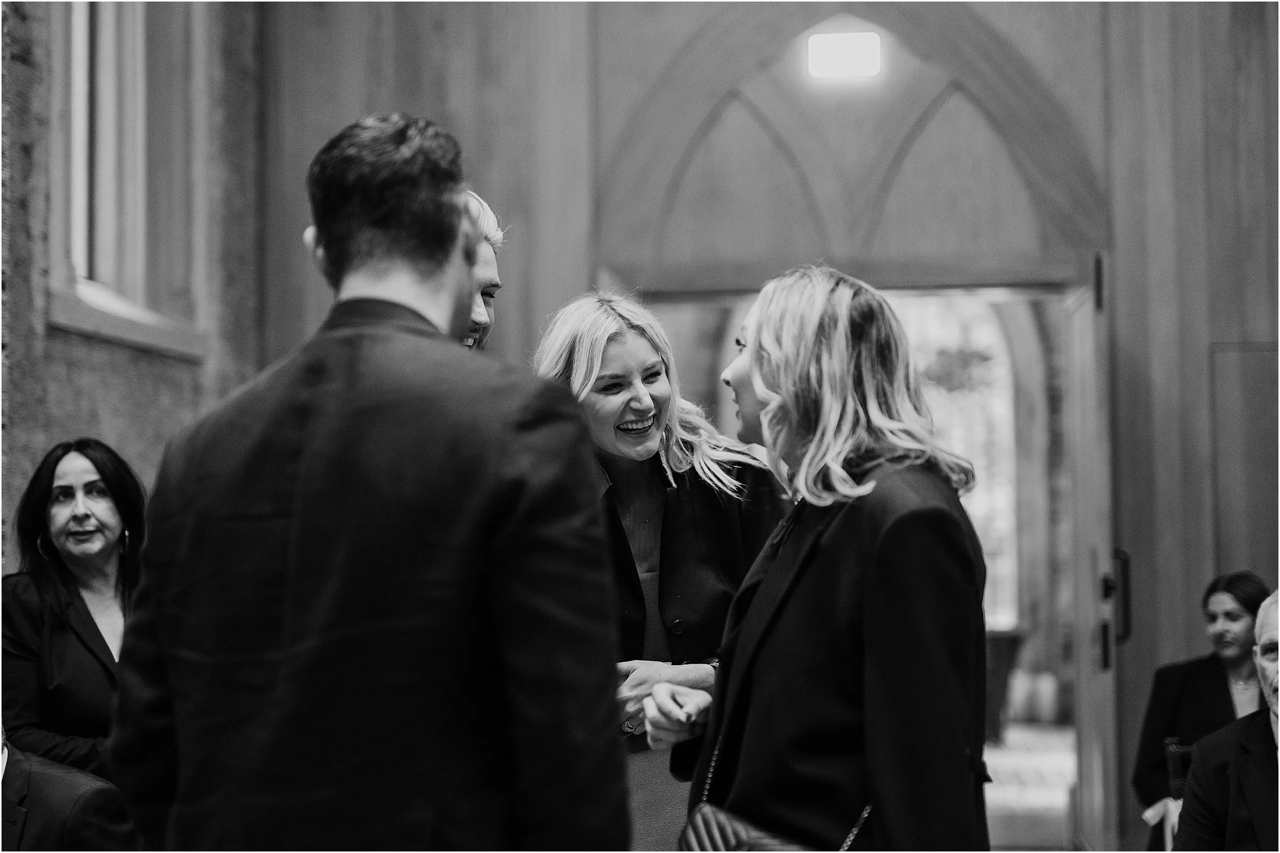 Wedding guests arriving at Abney Park Chapel