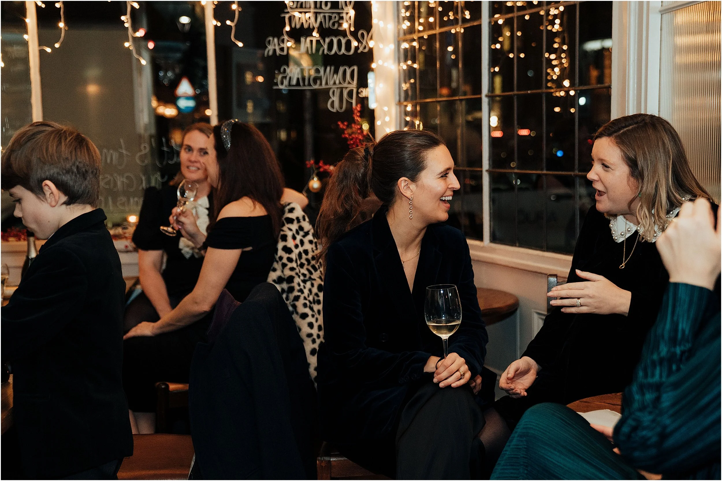 Wedding guests at Hare and Hound Pub in Islington