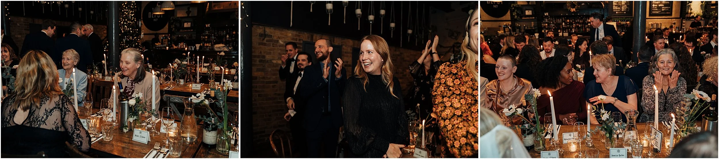 Wedding guests sitting down for dinner at the Depot N7