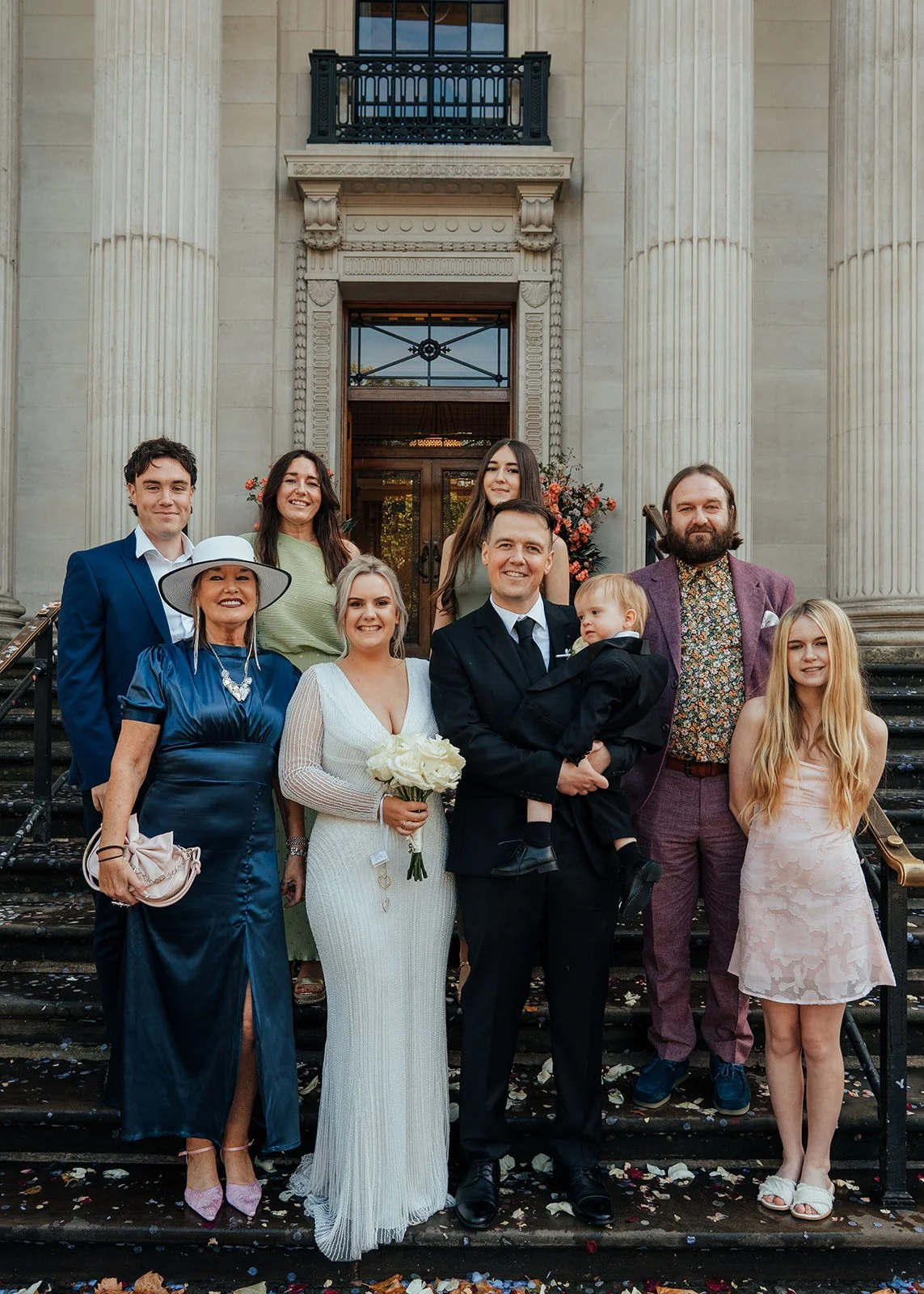 A family photo outside Marylebone Town Hall