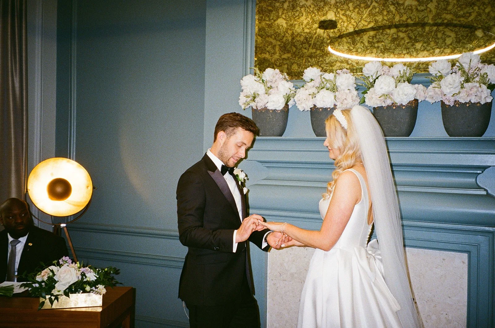35mm photo of couple getting married at Old Marylebone Town Hall
