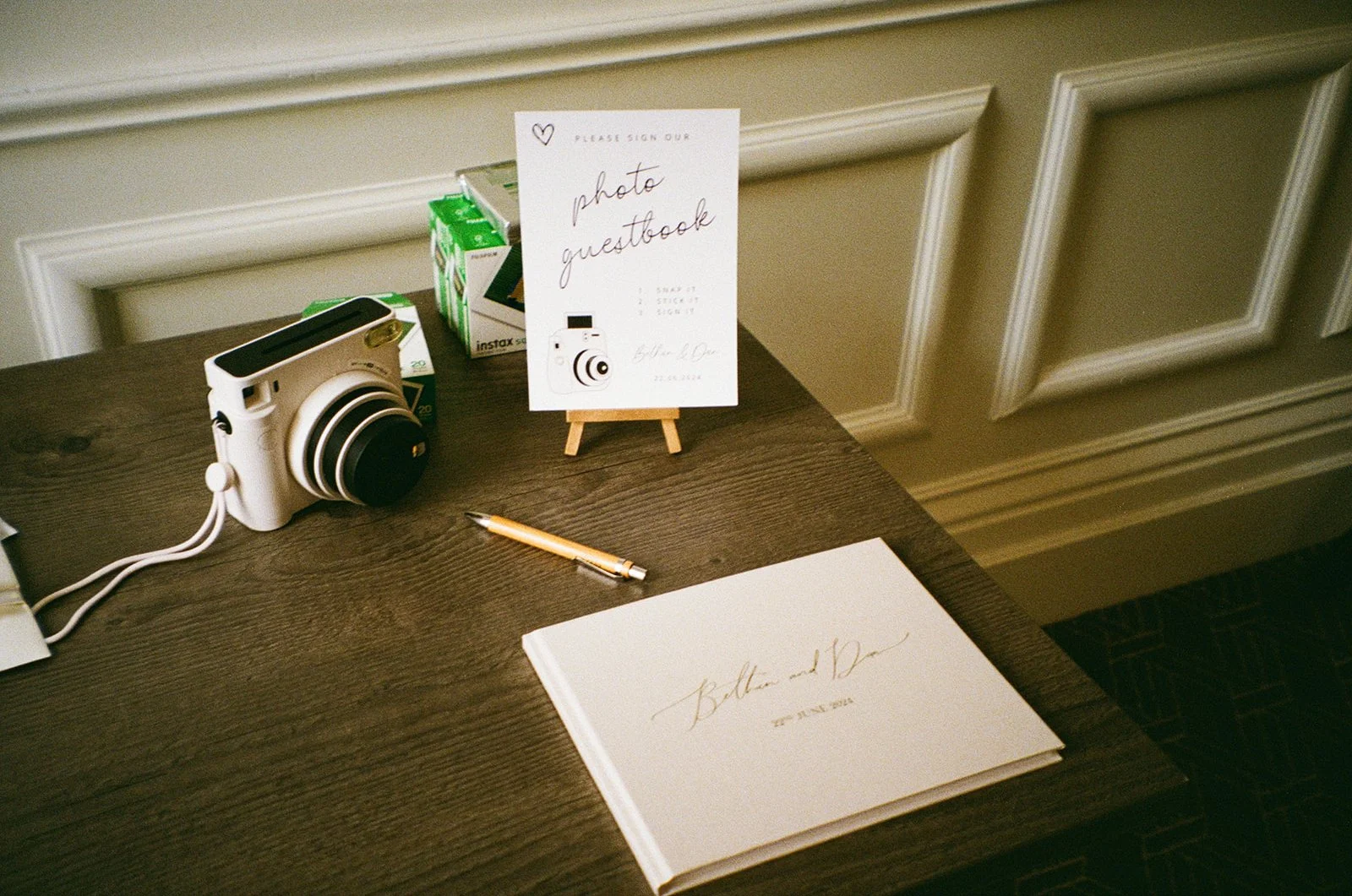 analogue photo of wedding guest book