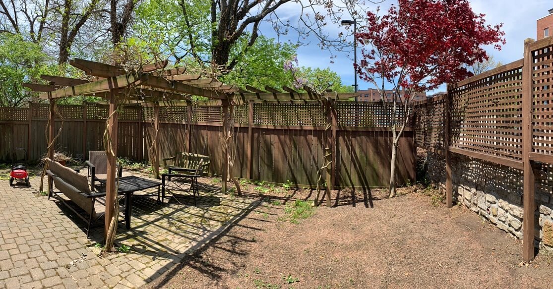 The summer project for @kaelynrhae was going Tom Sawyer on our backyard fence. We removed vines, power washed, rebuilt part of it, and the kid slopped on the stain. 

Still working on the grass so it&rsquo;s fuller in the spring but we&rsquo;re enjoy