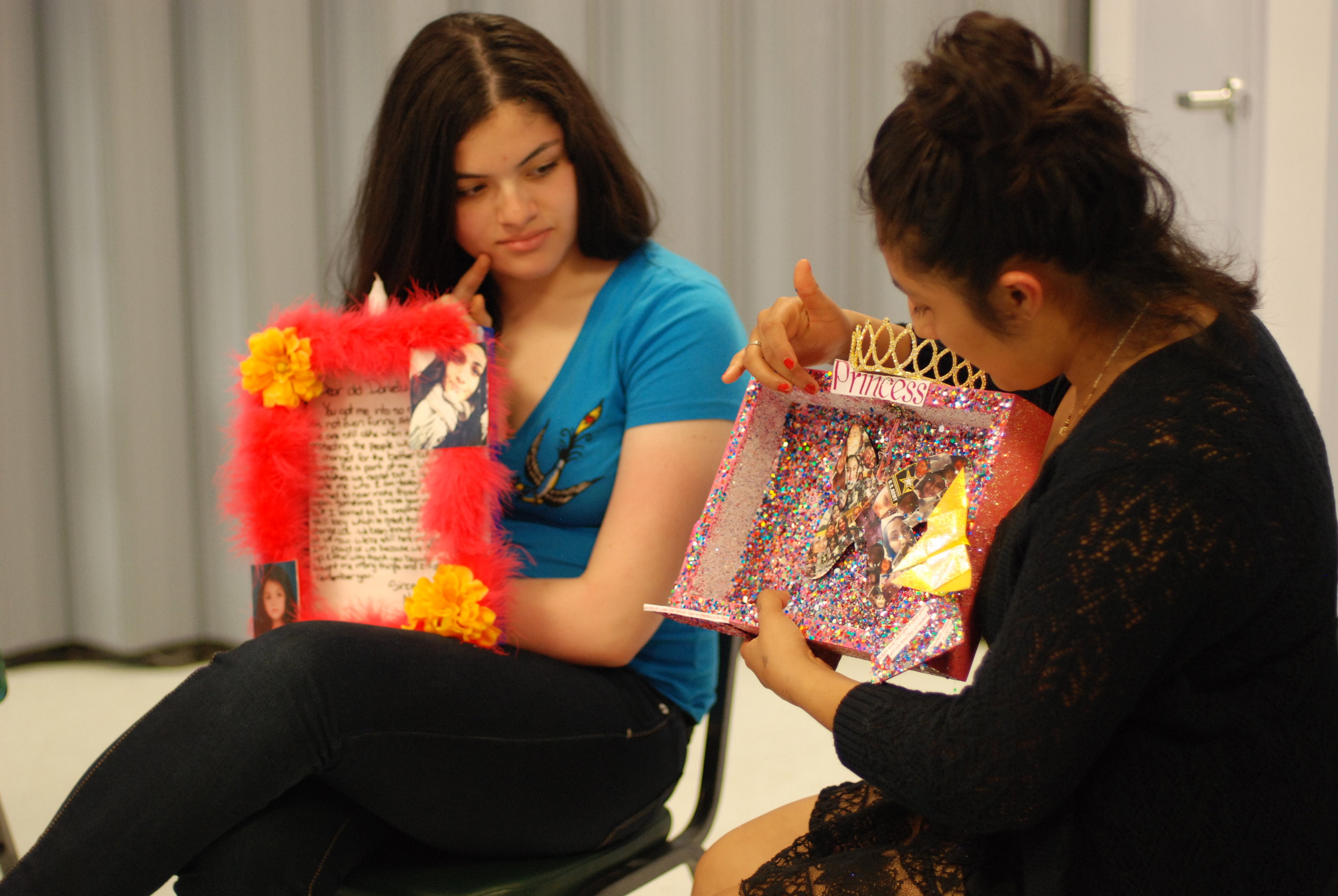Participants of The Life is Precious program sharing shrines they constructed to honor individual wisdom.