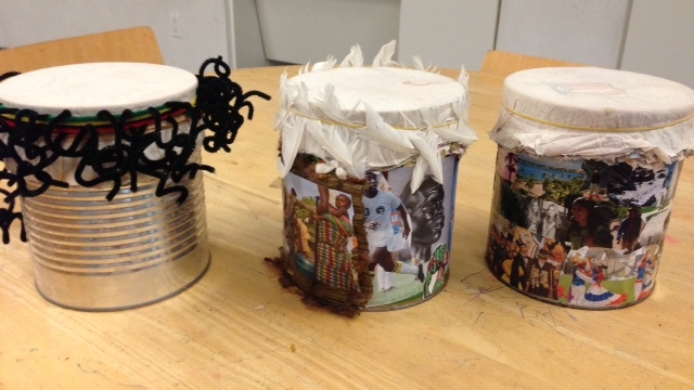 Participants of the Hudson Guild Adult Education program constructed drums demonstrating their cultural heritage on the surface, in a Áse Power Consulting workshop.