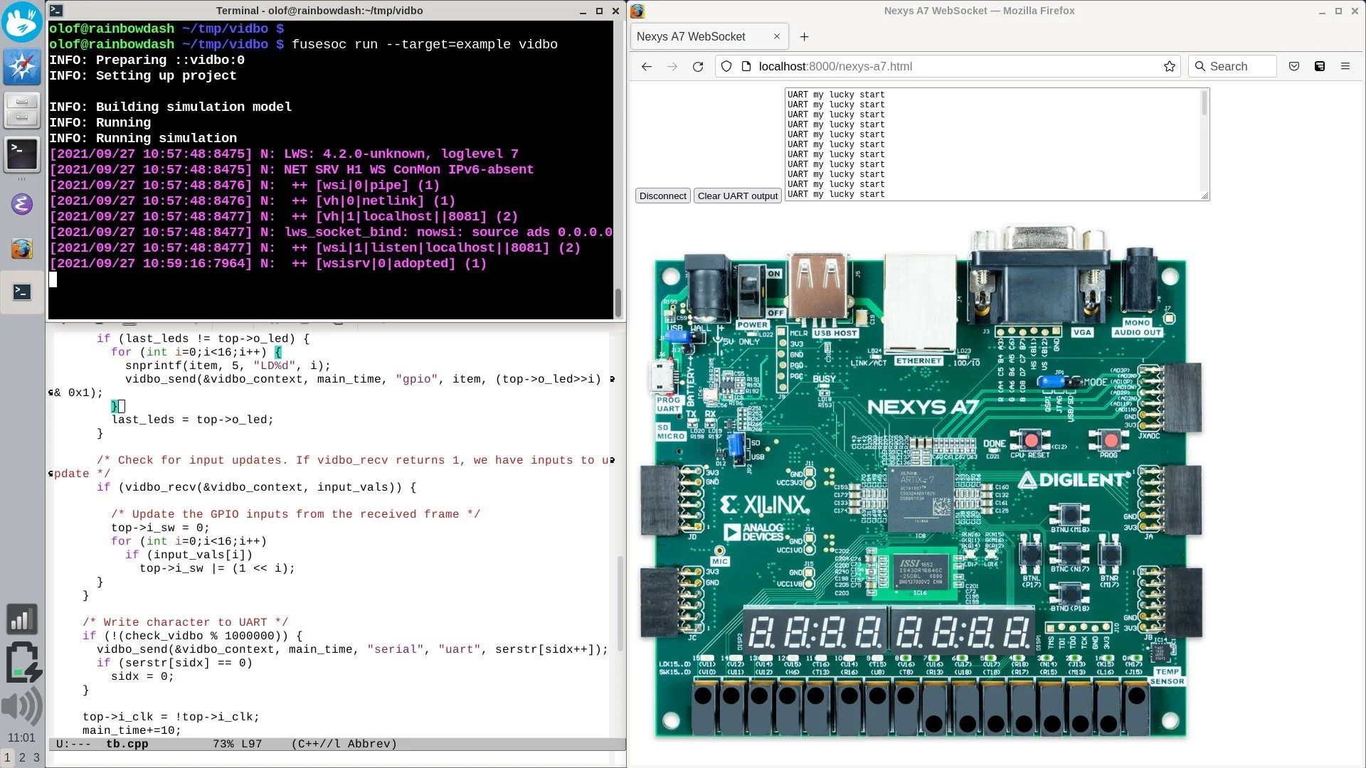 Vidbo: Graphical HDL Simulation Over Web Sockets