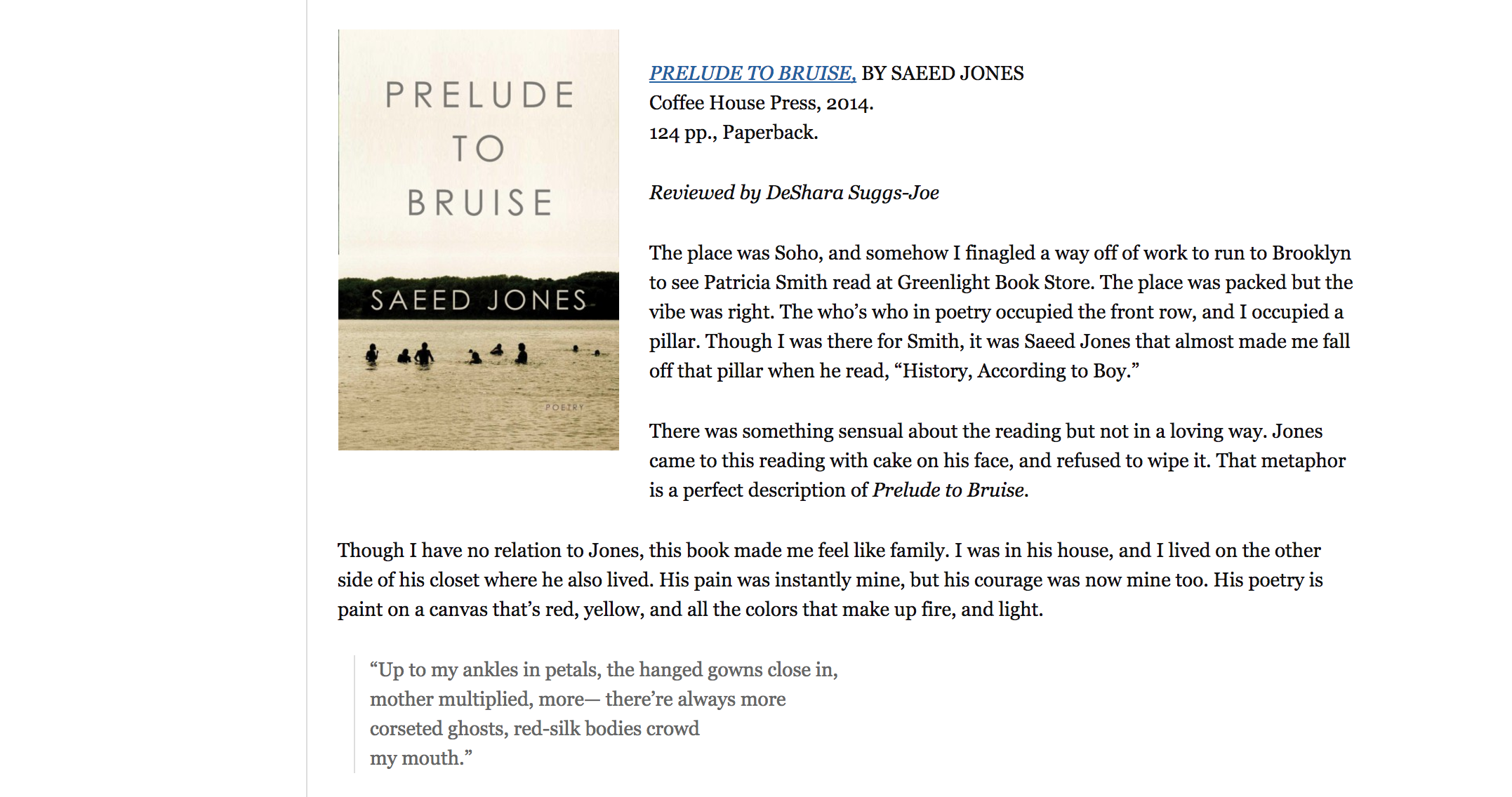 "Prelude to Bruise" Book Review