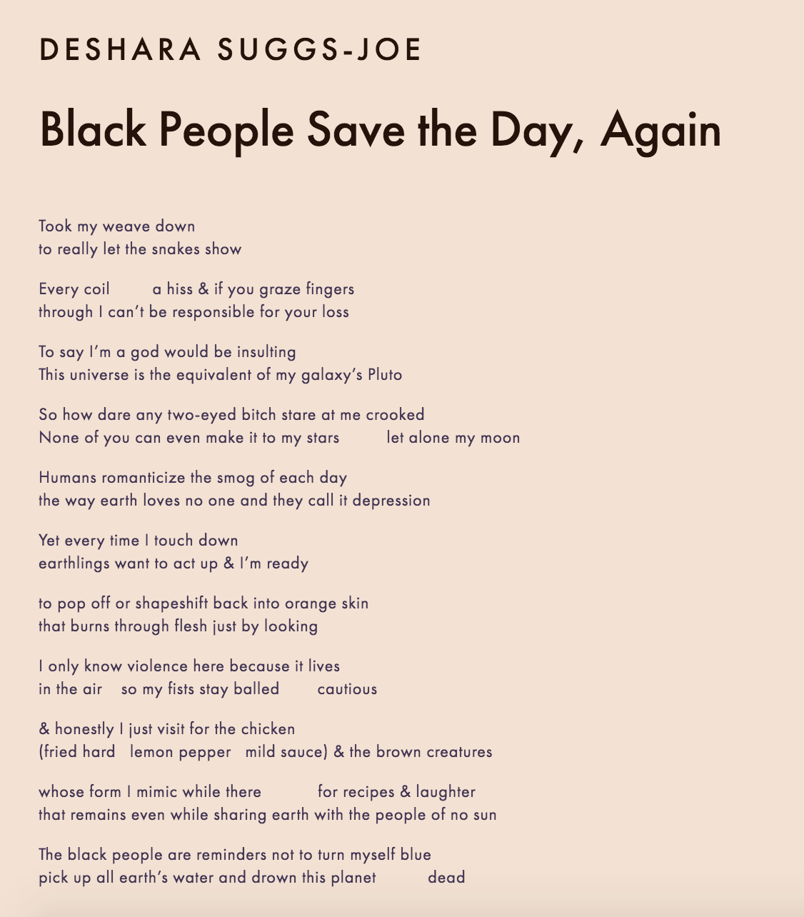 Poem- Black People Save the Day, Again